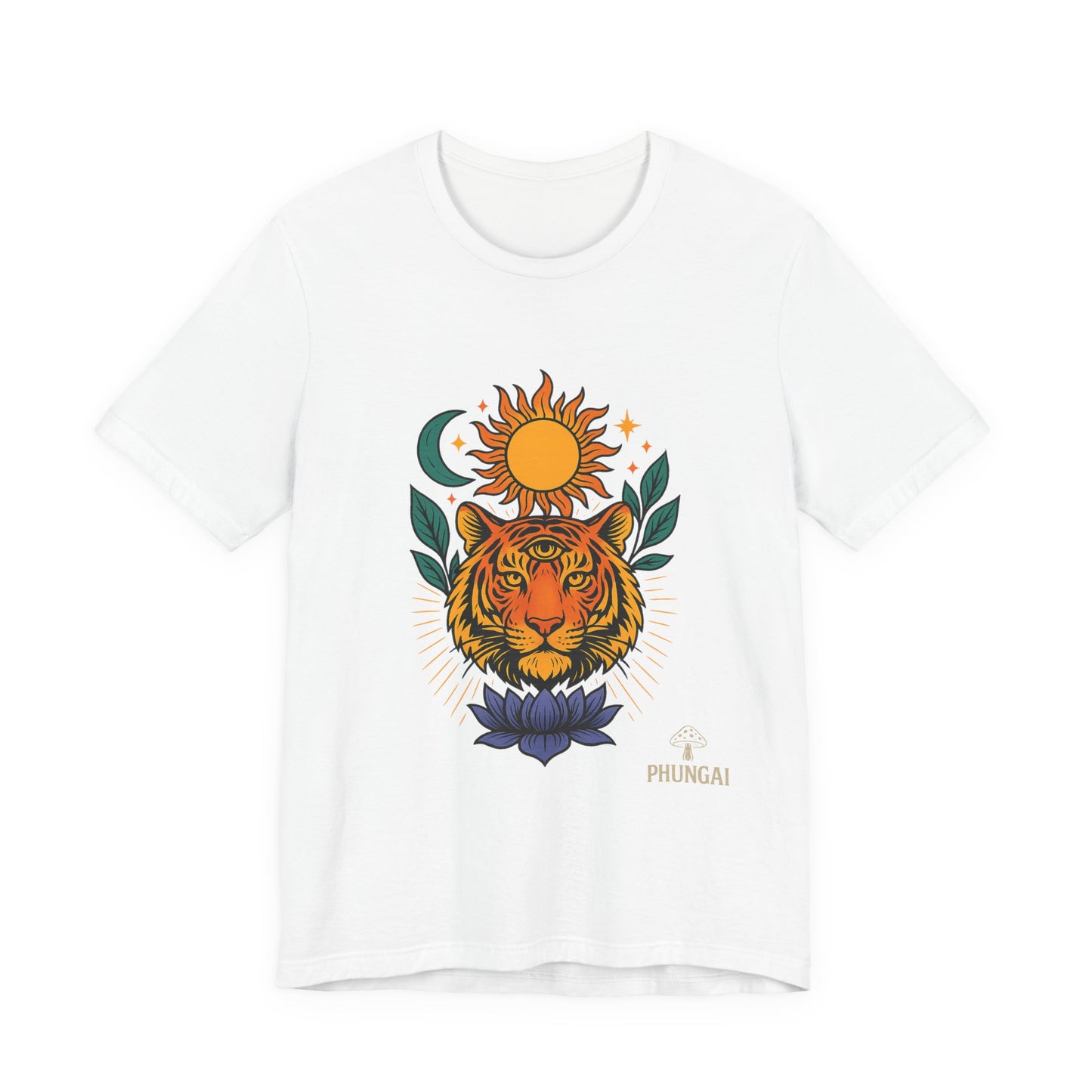 Tiger Sun & Moon Tee, Unisex Graphic Shirt, Zodiac Tee, Nature Lover Gift, Festival Apparel, Boho Style T-Shirt