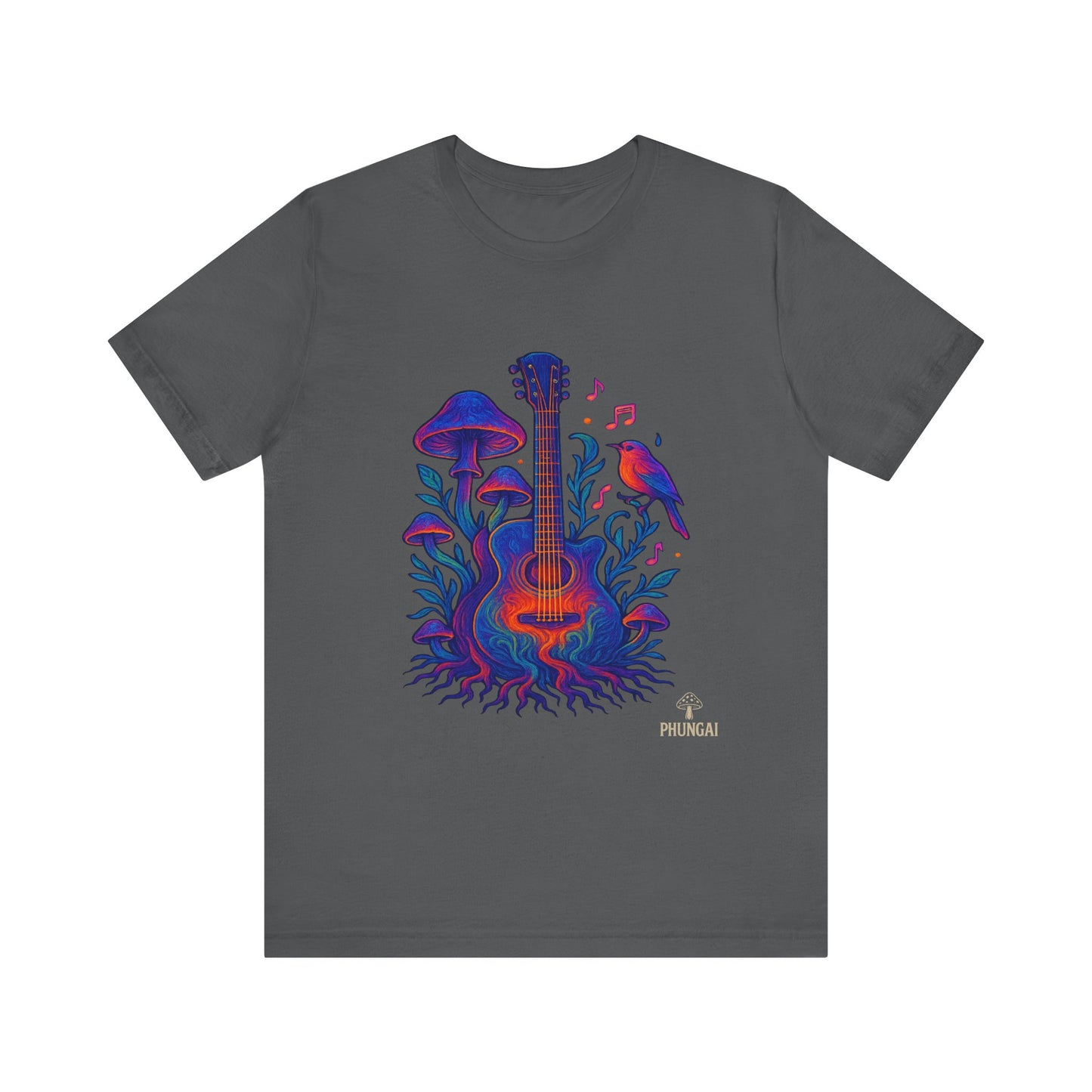 Nature-Inspired Guitar Tee, Music Lover Shirt, Boho Style T-Shirt, Gift for Musicians, Eco-Friendly Apparel