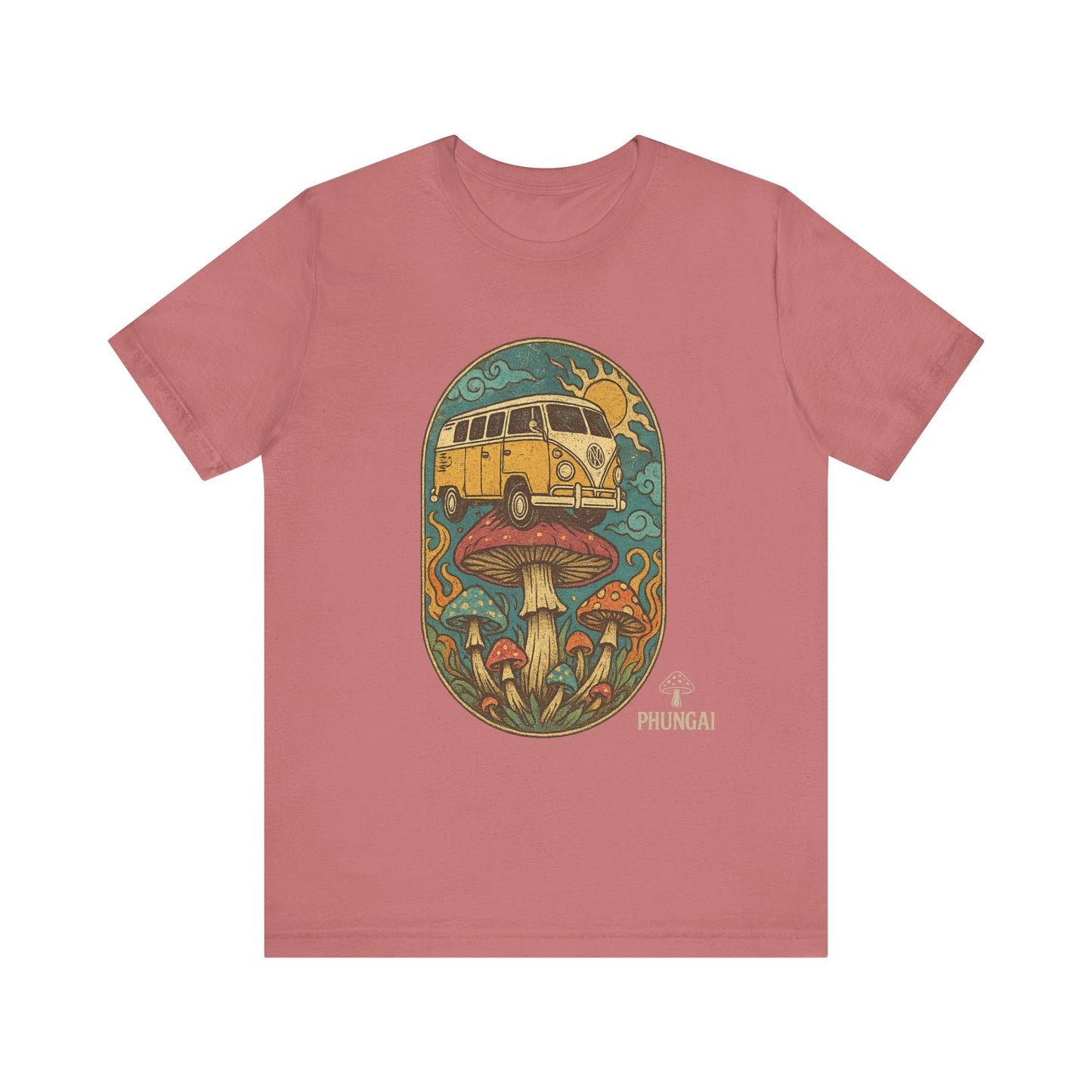 Vintage-Inspired Graphic Tee, Unisex Jersey Short Sleeve Tee, Boho Style T-Shirt, Nature Lover Gift, Psychedelic Art Shirt, Retro Van Design