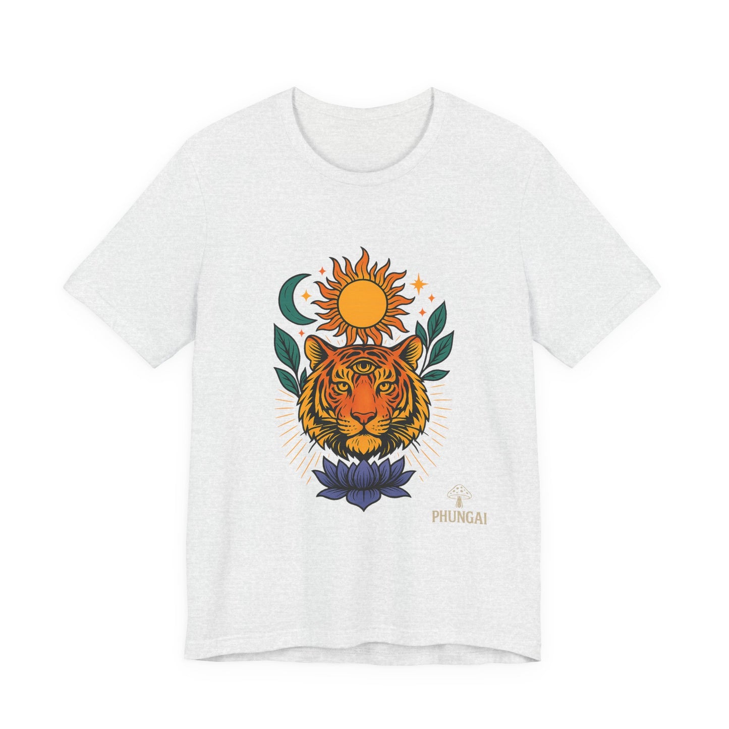 Tiger Sun & Moon Tee, Unisex Graphic Shirt, Zodiac Tee, Nature Lover Gift, Festival Apparel, Boho Style T-Shirt