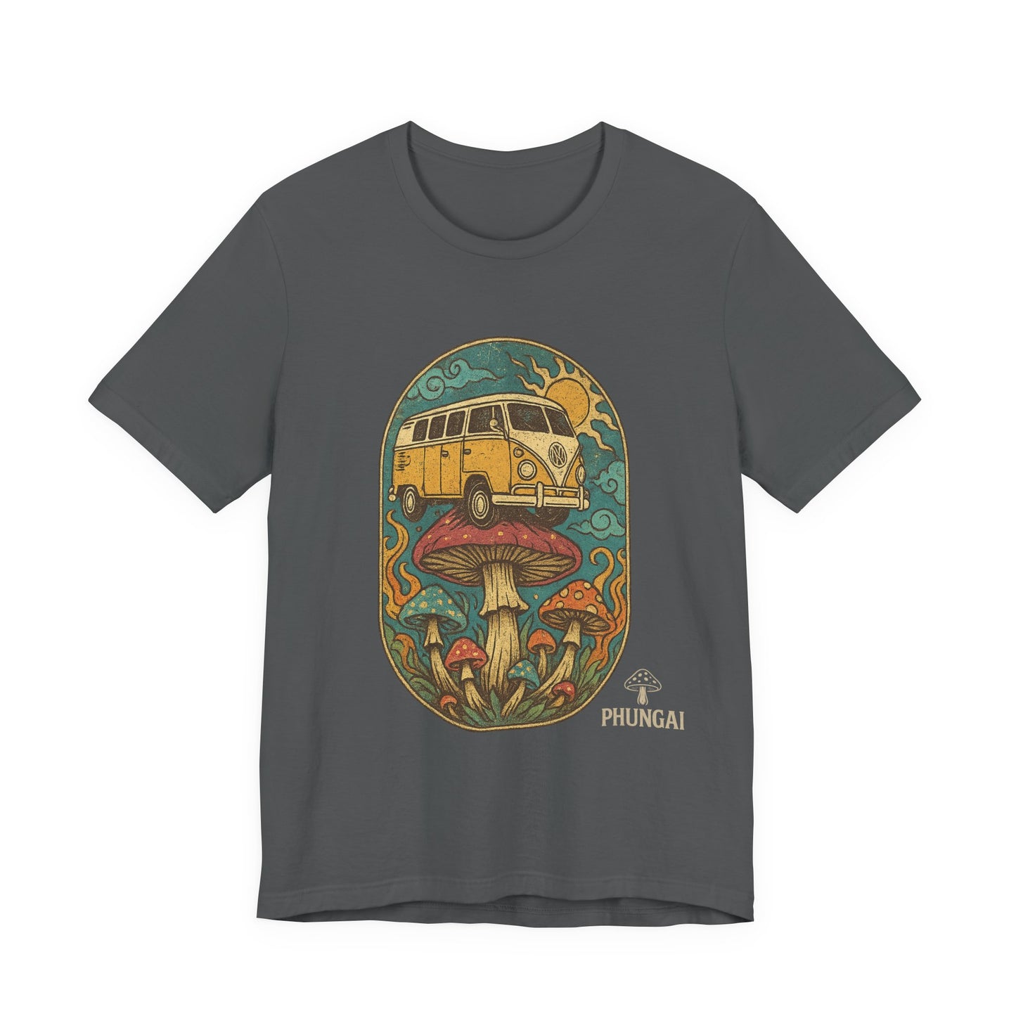 Vintage-Inspired Graphic Tee, Unisex Jersey Short Sleeve Tee, Boho Style T-Shirt, Nature Lover Gift, Psychedelic Art Shirt, Retro Van Design