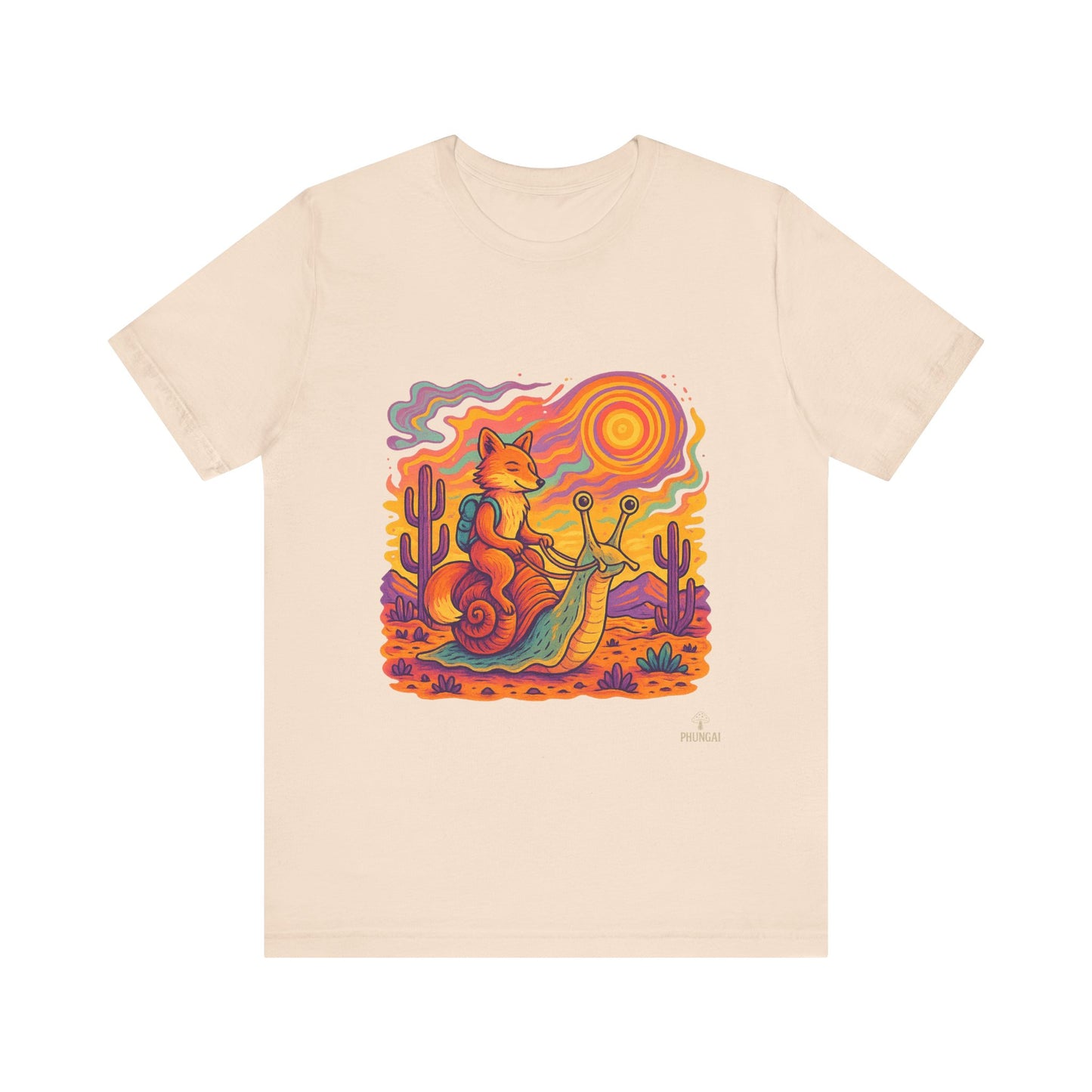 Colorful Retro Snail Tee, Fun Cat Shirt, Unisex Summer T-Shirt, Quirky Gift for Animal Lovers, Boho Style Top, Ideal for Festivals