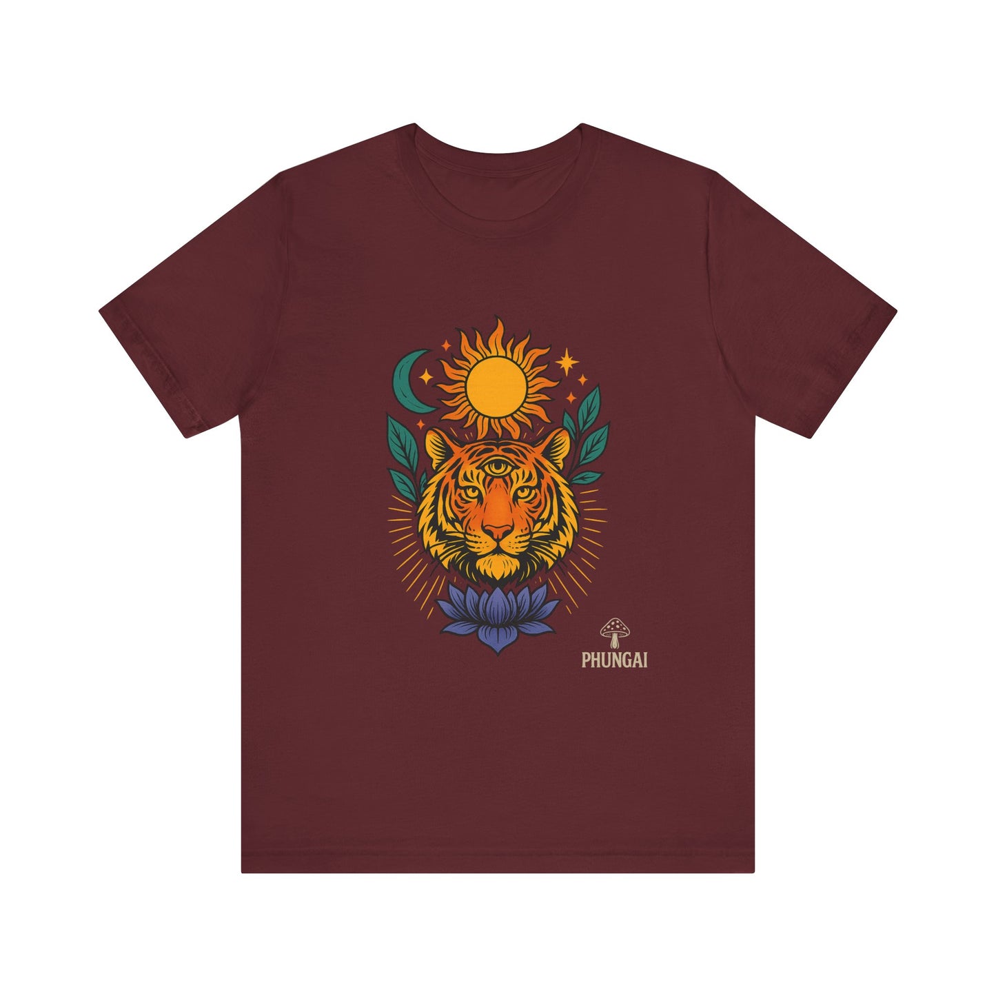 Tiger Sun & Moon Tee, Unisex Graphic Shirt, Zodiac Tee, Nature Lover Gift, Festival Apparel, Boho Style T-Shirt