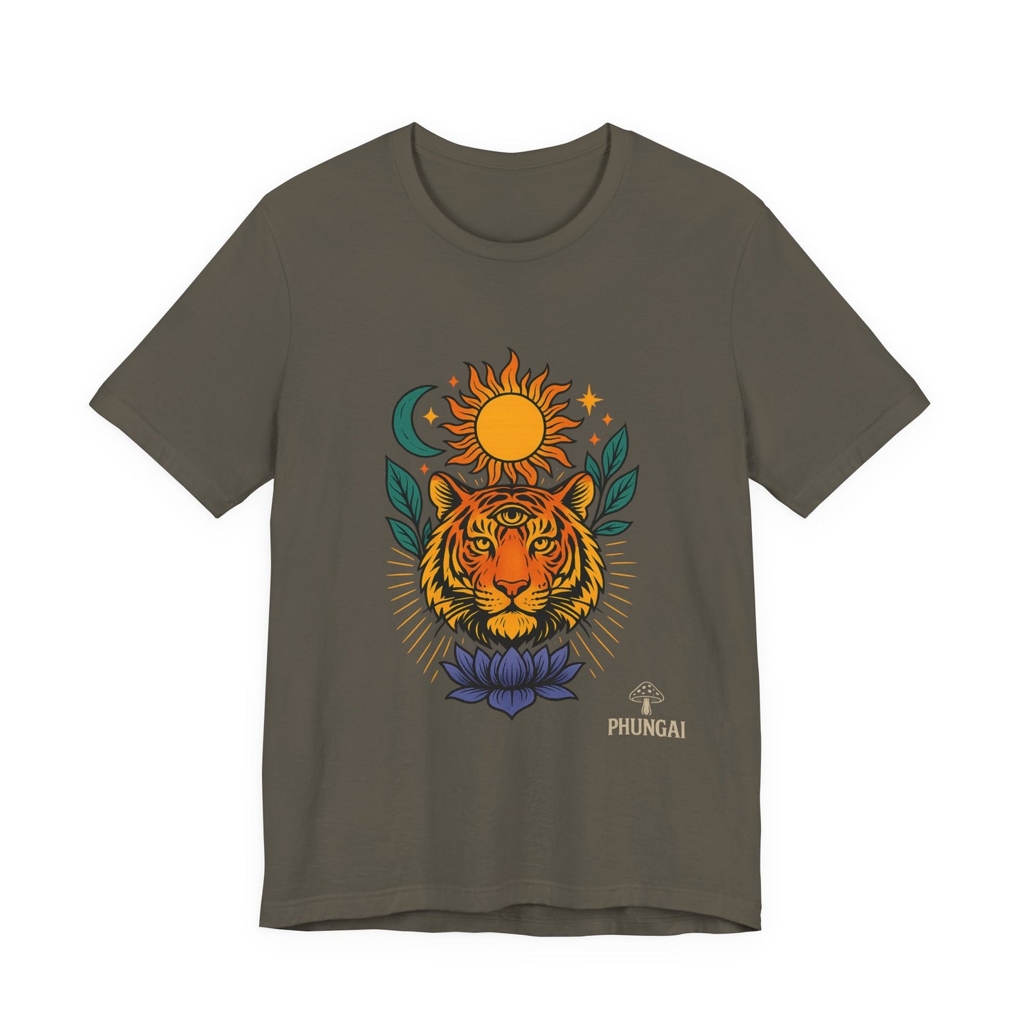 Tiger Sun & Moon Tee, Unisex Graphic Shirt, Zodiac Tee, Nature Lover Gift, Festival Apparel, Boho Style T-Shirt