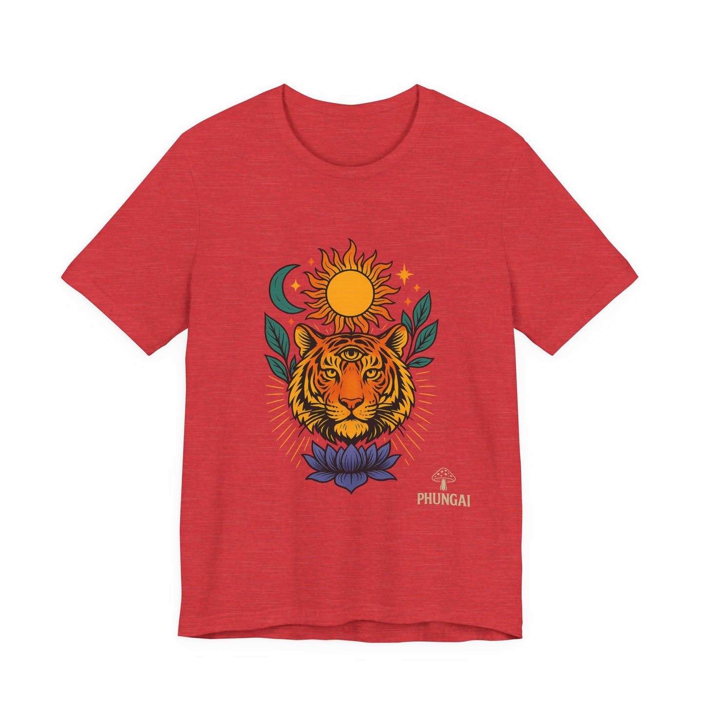 Tiger Sun & Moon Tee, Unisex Graphic Shirt, Zodiac Tee, Nature Lover Gift, Festival Apparel, Boho Style T-Shirt