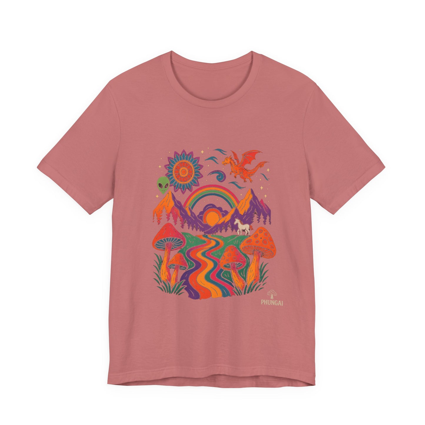Bohemian Nature Tee - Colorful Landscape Art, Unisex T-Shirt, Gift for Nature Lovers, Casual Wear, Summer Festivals