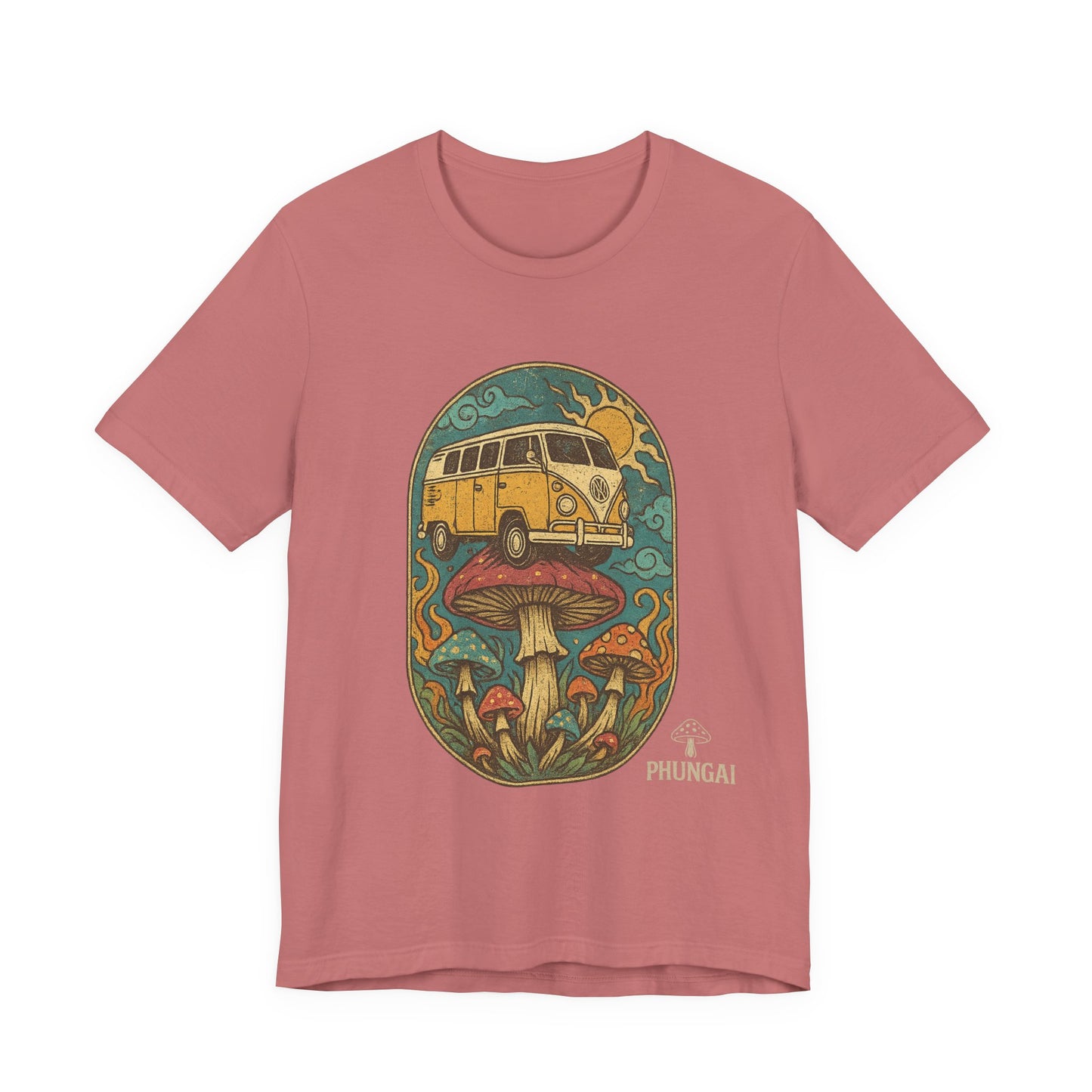 Vintage-Inspired Graphic Tee, Unisex Jersey Short Sleeve Tee, Boho Style T-Shirt, Nature Lover Gift, Psychedelic Art Shirt, Retro Van Design