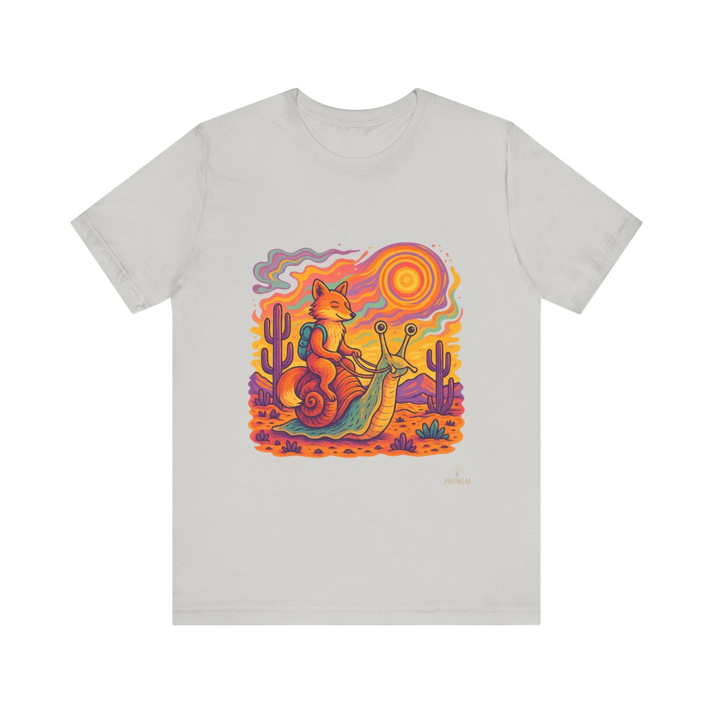 Colorful Retro Snail Tee, Fun Cat Shirt, Unisex Summer T-Shirt, Quirky Gift for Animal Lovers, Boho Style Top, Ideal for Festivals