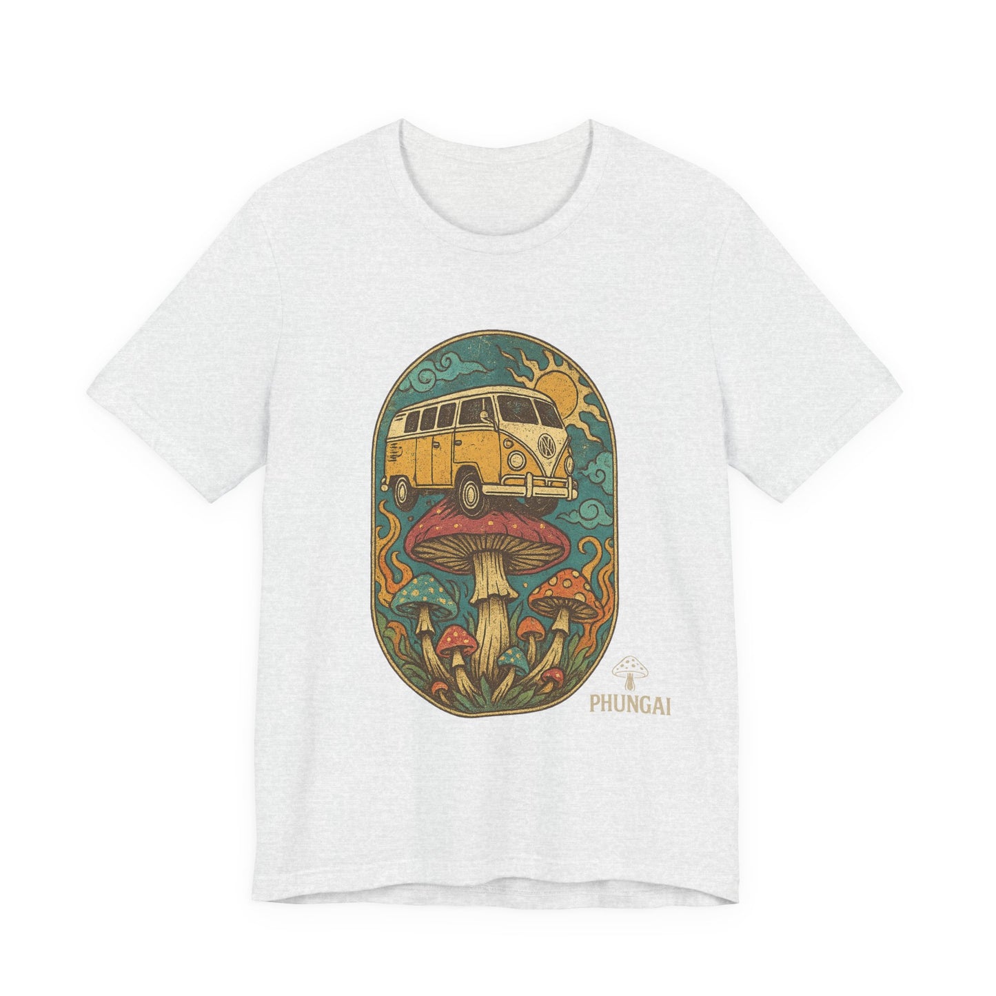 Vintage-Inspired Graphic Tee, Unisex Jersey Short Sleeve Tee, Boho Style T-Shirt, Nature Lover Gift, Psychedelic Art Shirt, Retro Van Design
