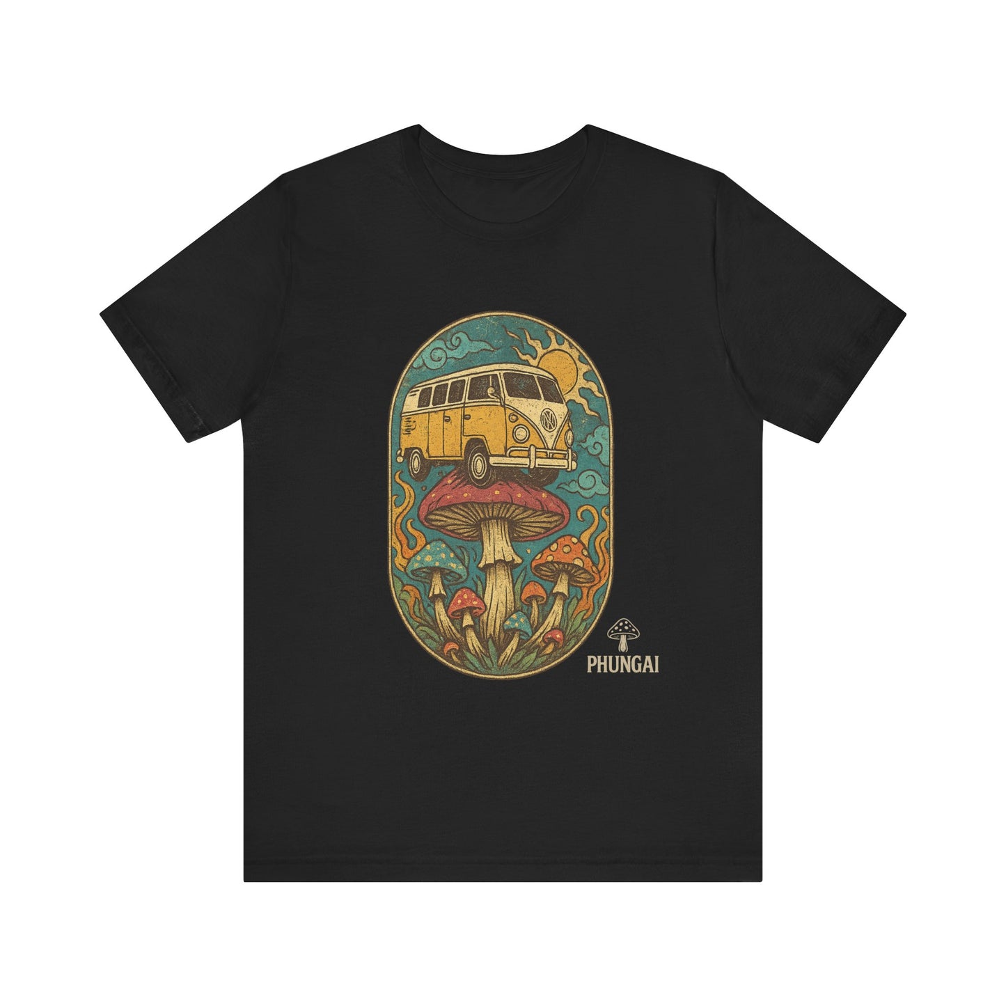 Vintage-Inspired Graphic Tee, Unisex Jersey Short Sleeve Tee, Boho Style T-Shirt, Nature Lover Gift, Psychedelic Art Shirt, Retro Van Design