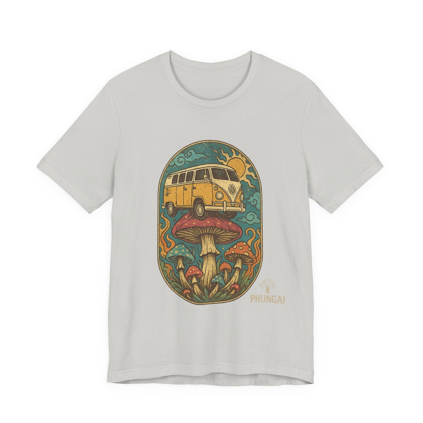 Vintage-Inspired Graphic Tee, Unisex Jersey Short Sleeve Tee, Boho Style T-Shirt, Nature Lover Gift, Psychedelic Art Shirt, Retro Van Design