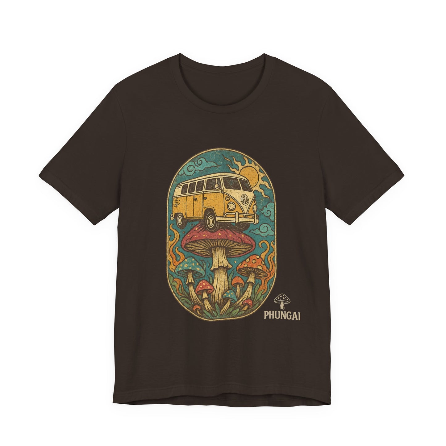 Vintage-Inspired Graphic Tee, Unisex Jersey Short Sleeve Tee, Boho Style T-Shirt, Nature Lover Gift, Psychedelic Art Shirt, Retro Van Design