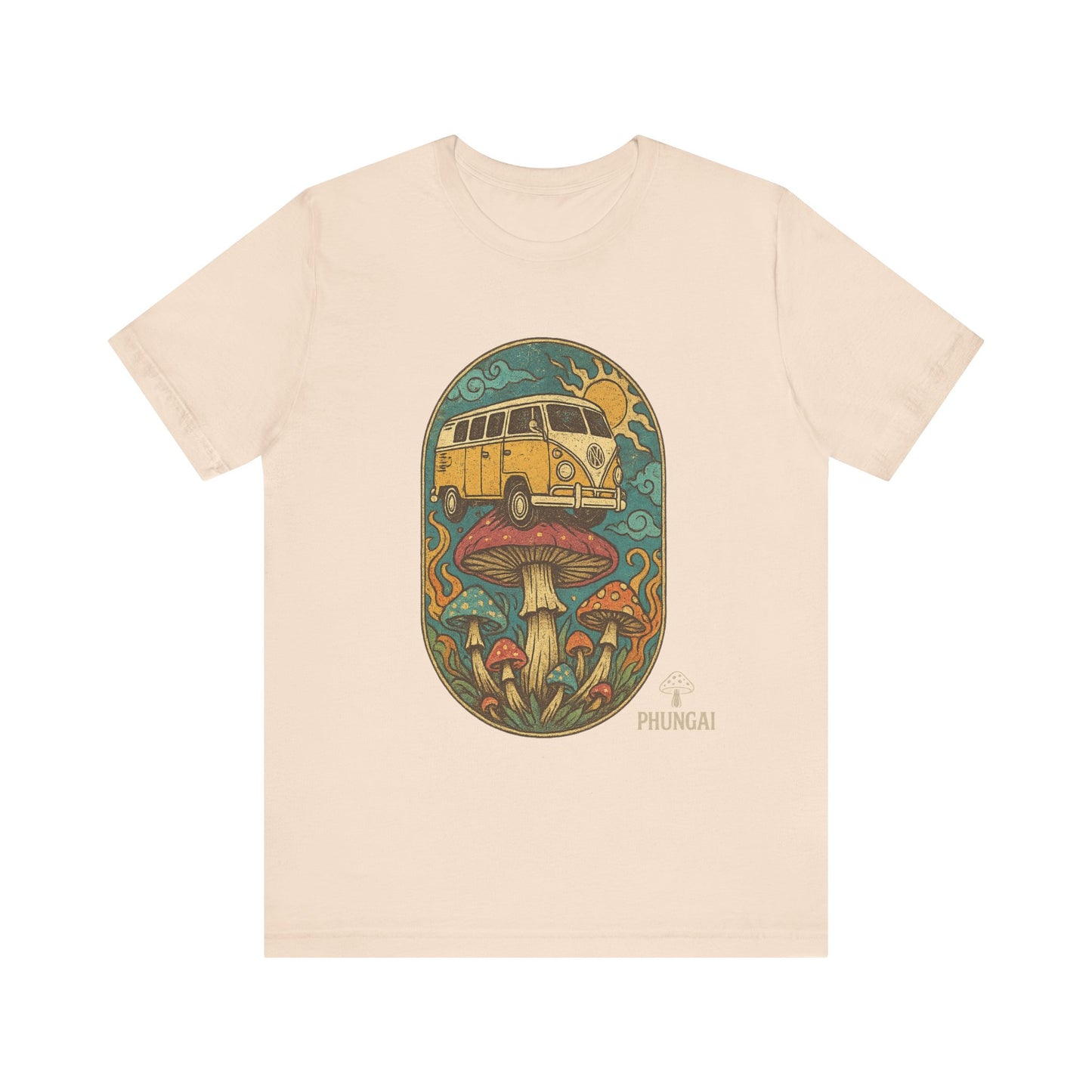 Vintage-Inspired Graphic Tee, Unisex Jersey Short Sleeve Tee, Boho Style T-Shirt, Nature Lover Gift, Psychedelic Art Shirt, Retro Van Design