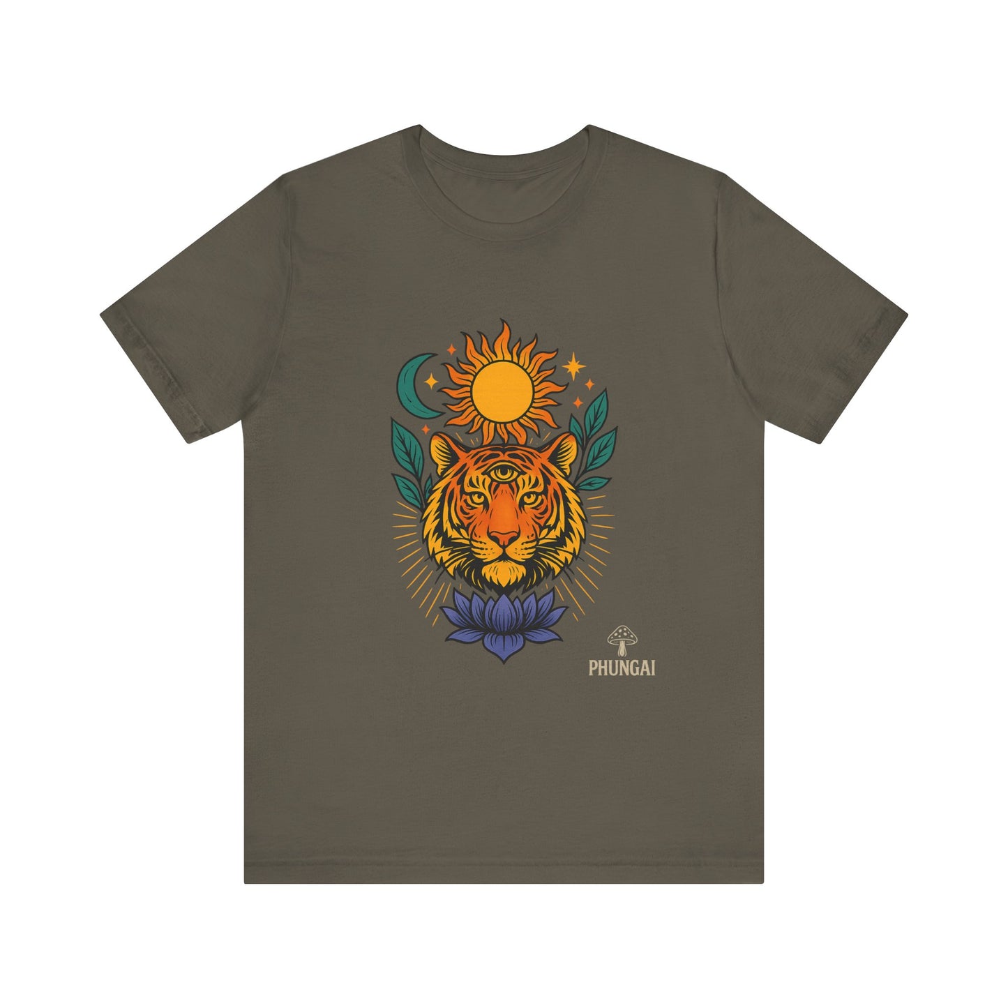 Tiger Sun & Moon Tee, Unisex Graphic Shirt, Zodiac Tee, Nature Lover Gift, Festival Apparel, Boho Style T-Shirt