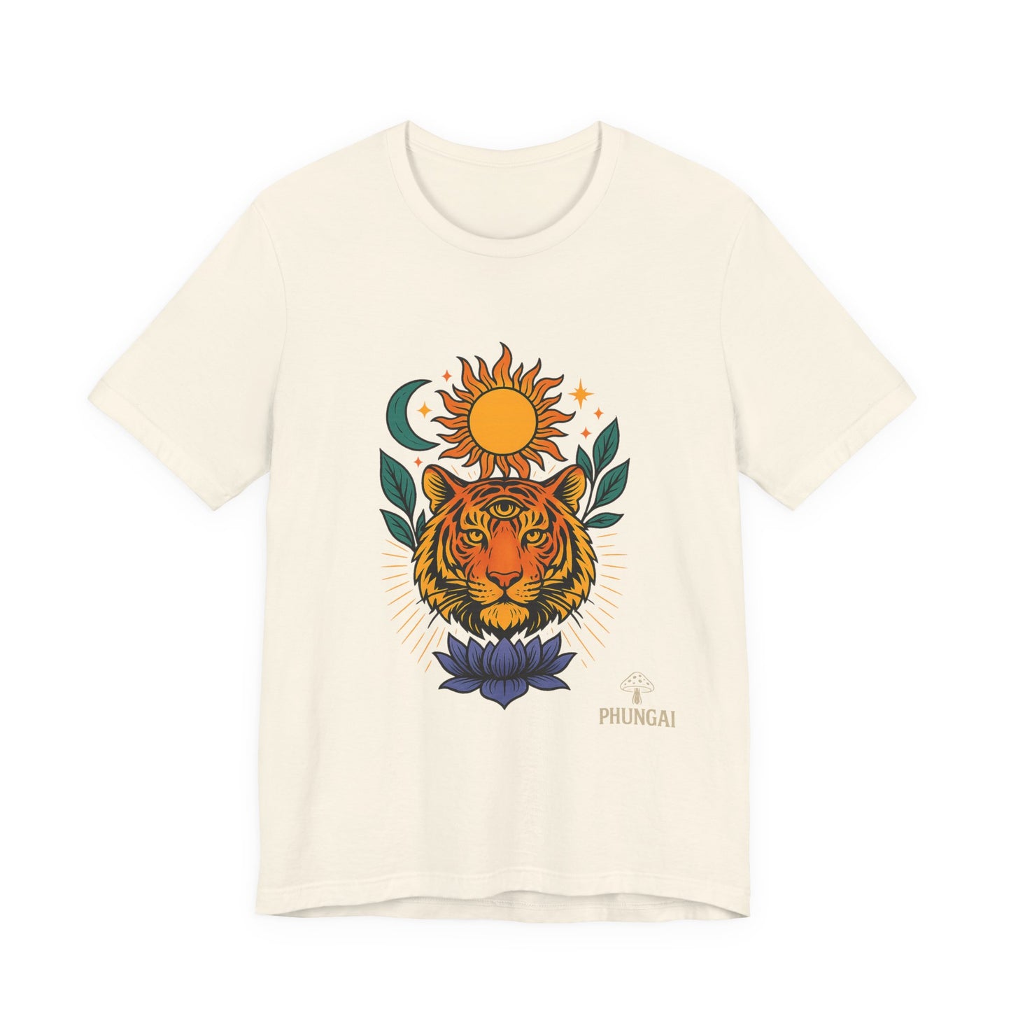 Tiger Sun & Moon Tee, Unisex Graphic Shirt, Zodiac Tee, Nature Lover Gift, Festival Apparel, Boho Style T-Shirt