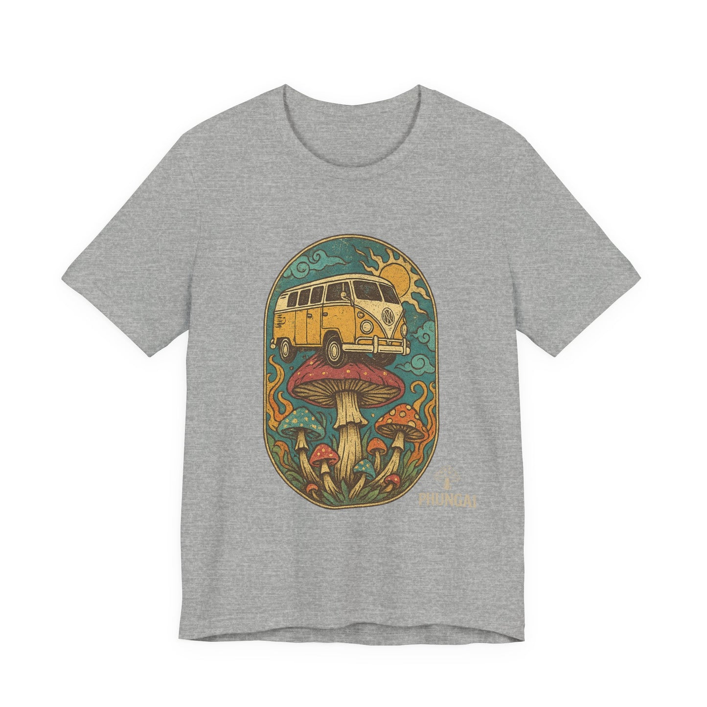 Vintage-Inspired Graphic Tee, Unisex Jersey Short Sleeve Tee, Boho Style T-Shirt, Nature Lover Gift, Psychedelic Art Shirt, Retro Van Design