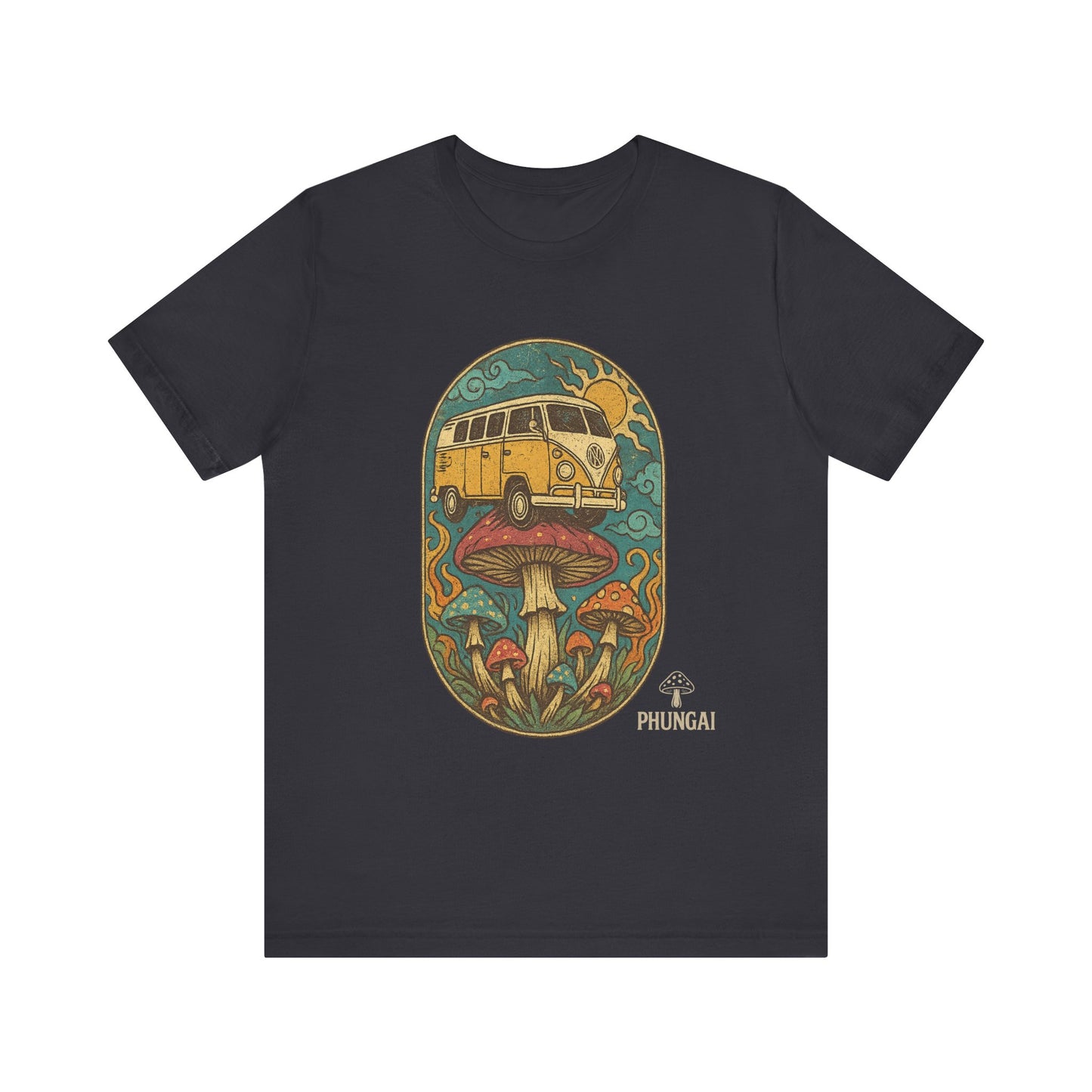 Vintage-Inspired Graphic Tee, Unisex Jersey Short Sleeve Tee, Boho Style T-Shirt, Nature Lover Gift, Psychedelic Art Shirt, Retro Van Design