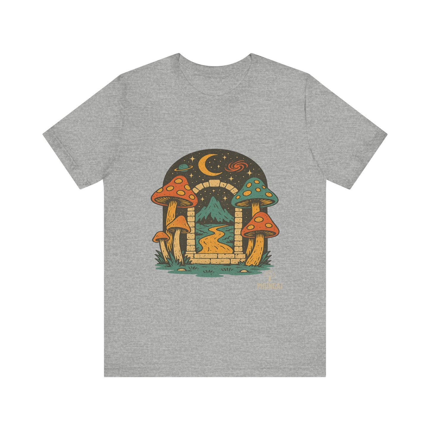 Magical Mushroom Landscape Tee | Unisex Graphic T-Shirt for Nature Lovers, Gifts for Bohemian Style, Festival Wear, Cute Summer Top