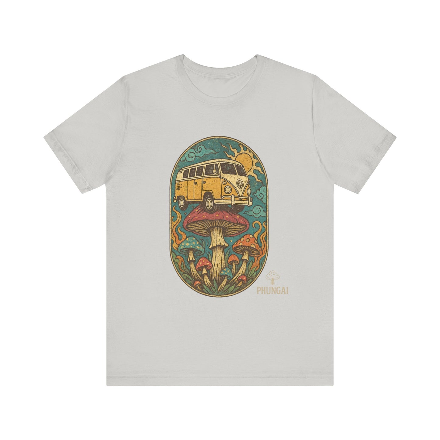 Vintage-Inspired Graphic Tee, Unisex Jersey Short Sleeve Tee, Boho Style T-Shirt, Nature Lover Gift, Psychedelic Art Shirt, Retro Van Design