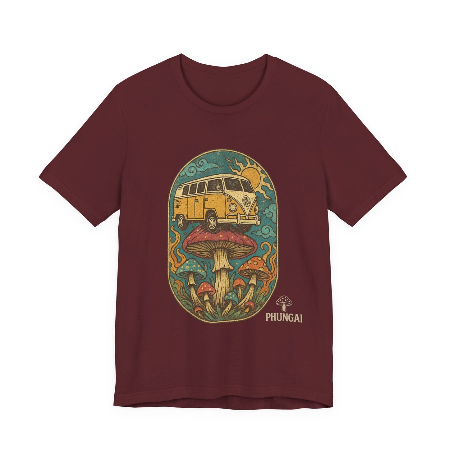 Vintage-Inspired Graphic Tee, Unisex Jersey Short Sleeve Tee, Boho Style T-Shirt, Nature Lover Gift, Psychedelic Art Shirt, Retro Van Design