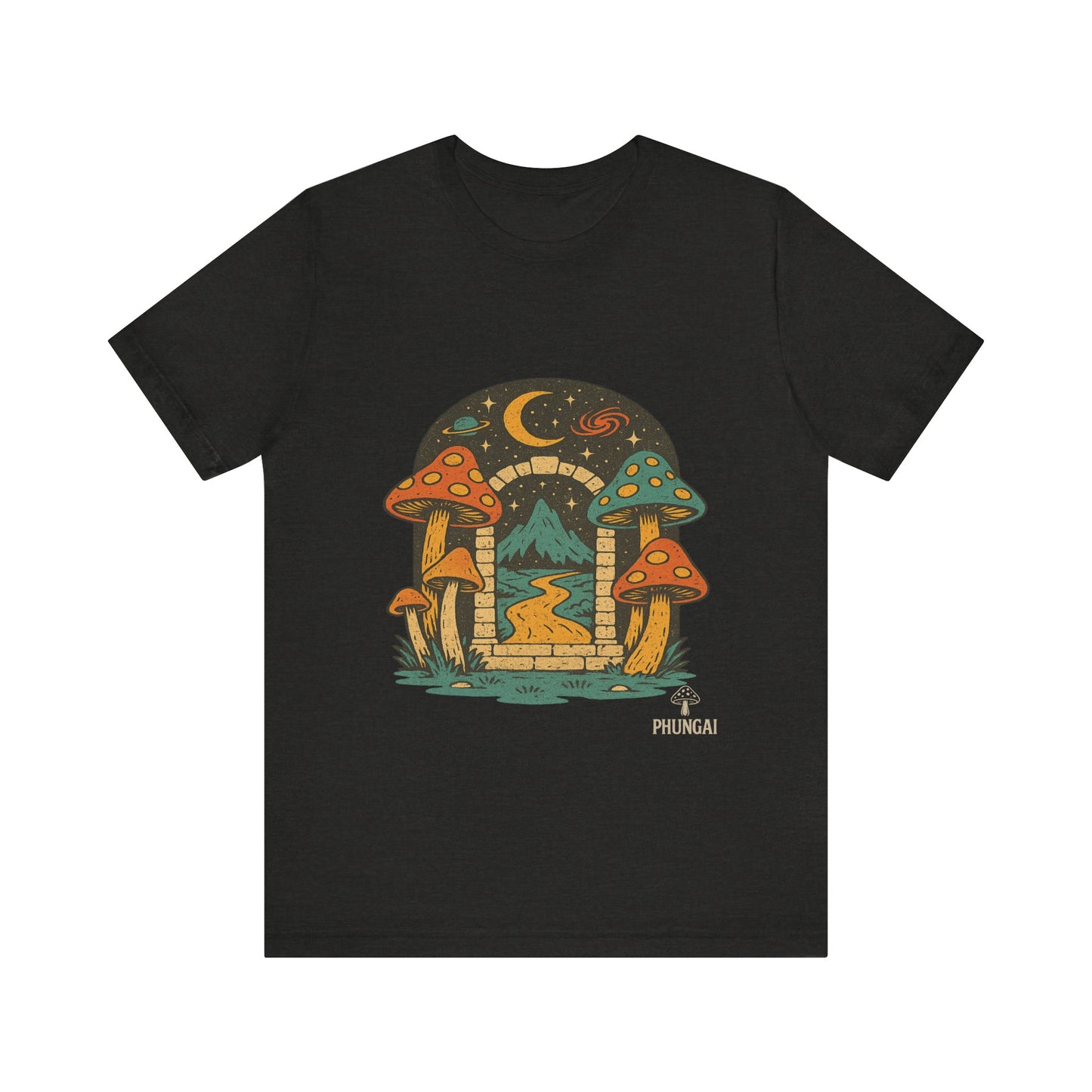 Magical Mushroom Landscape Tee | Unisex Graphic T-Shirt for Nature Lovers, Gifts for Bohemian Style, Festival Wear, Cute Summer Top