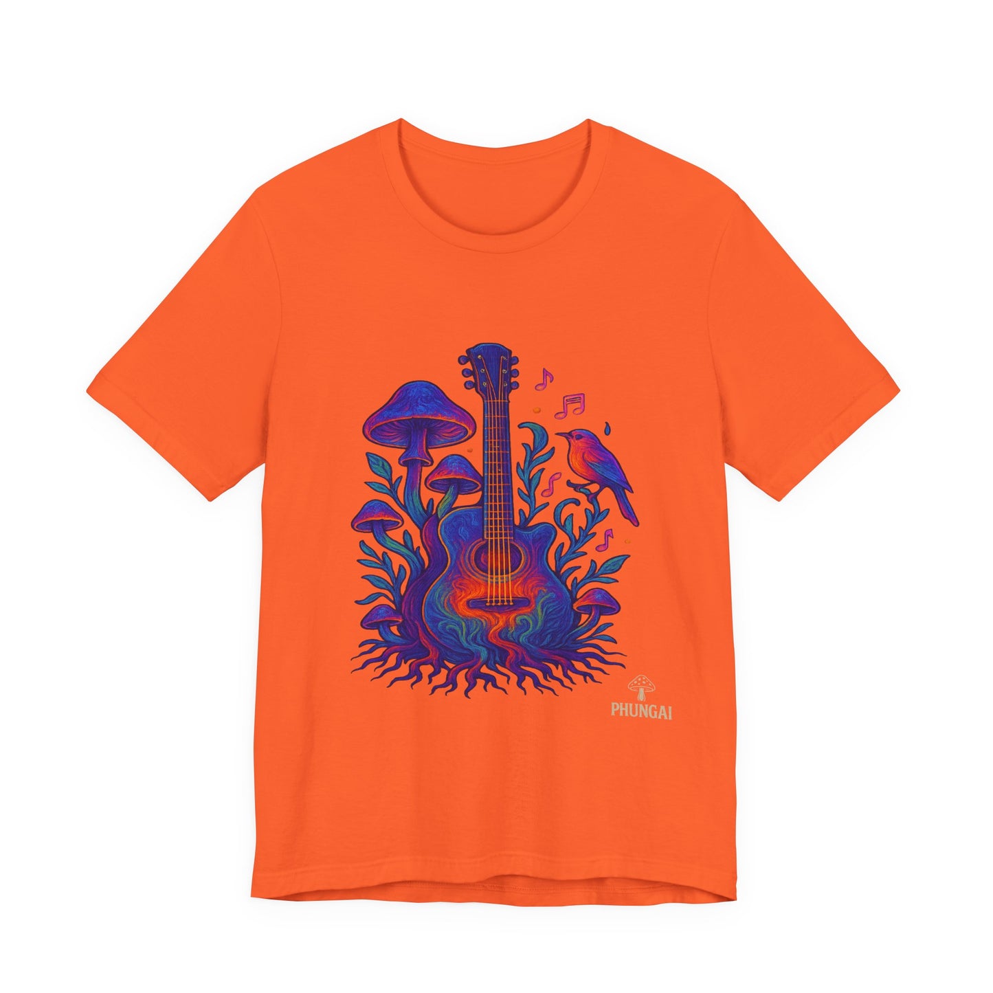 Nature-Inspired Guitar Tee, Music Lover Shirt, Boho Style T-Shirt, Gift for Musicians, Eco-Friendly Apparel