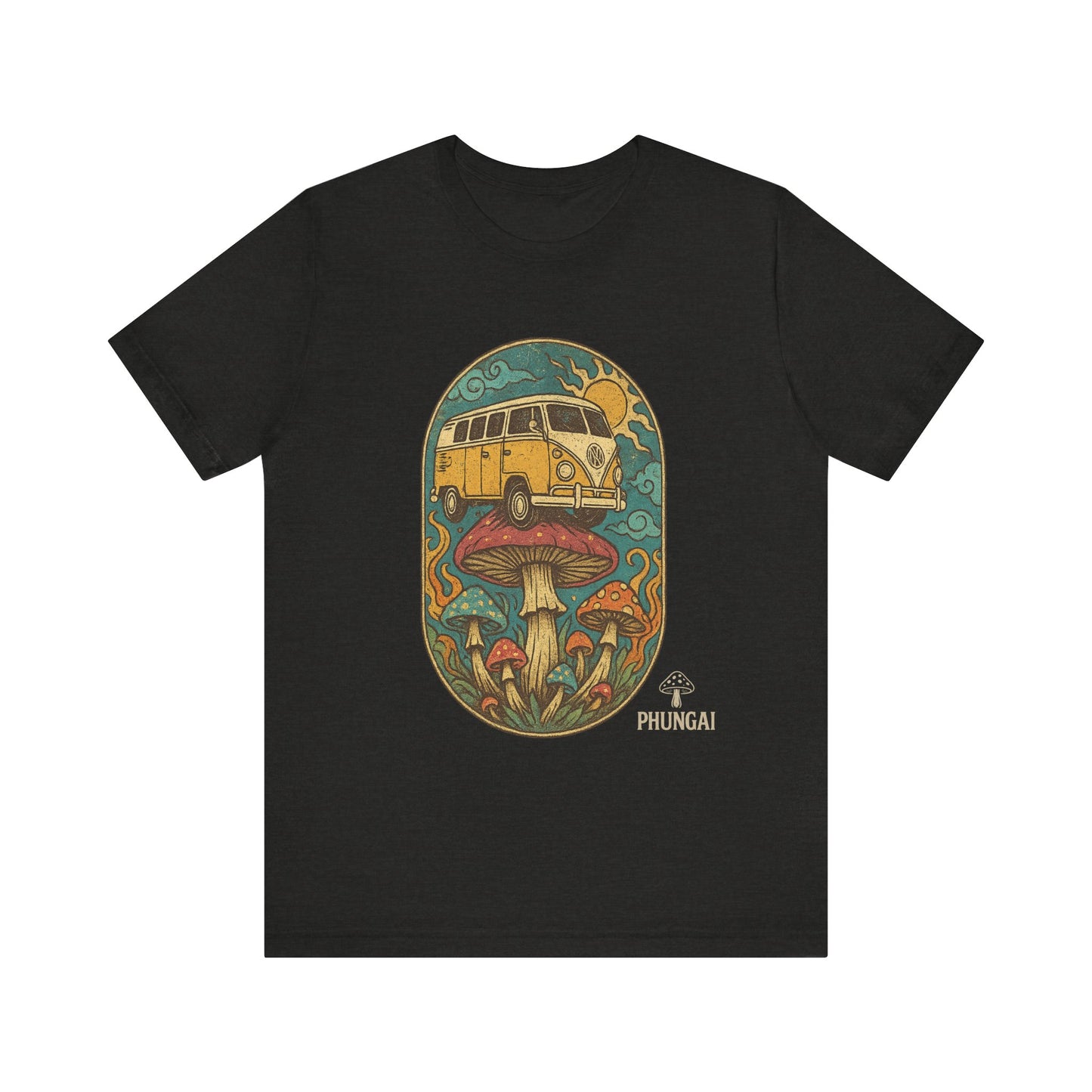 Vintage-Inspired Graphic Tee, Unisex Jersey Short Sleeve Tee, Boho Style T-Shirt, Nature Lover Gift, Psychedelic Art Shirt, Retro Van Design