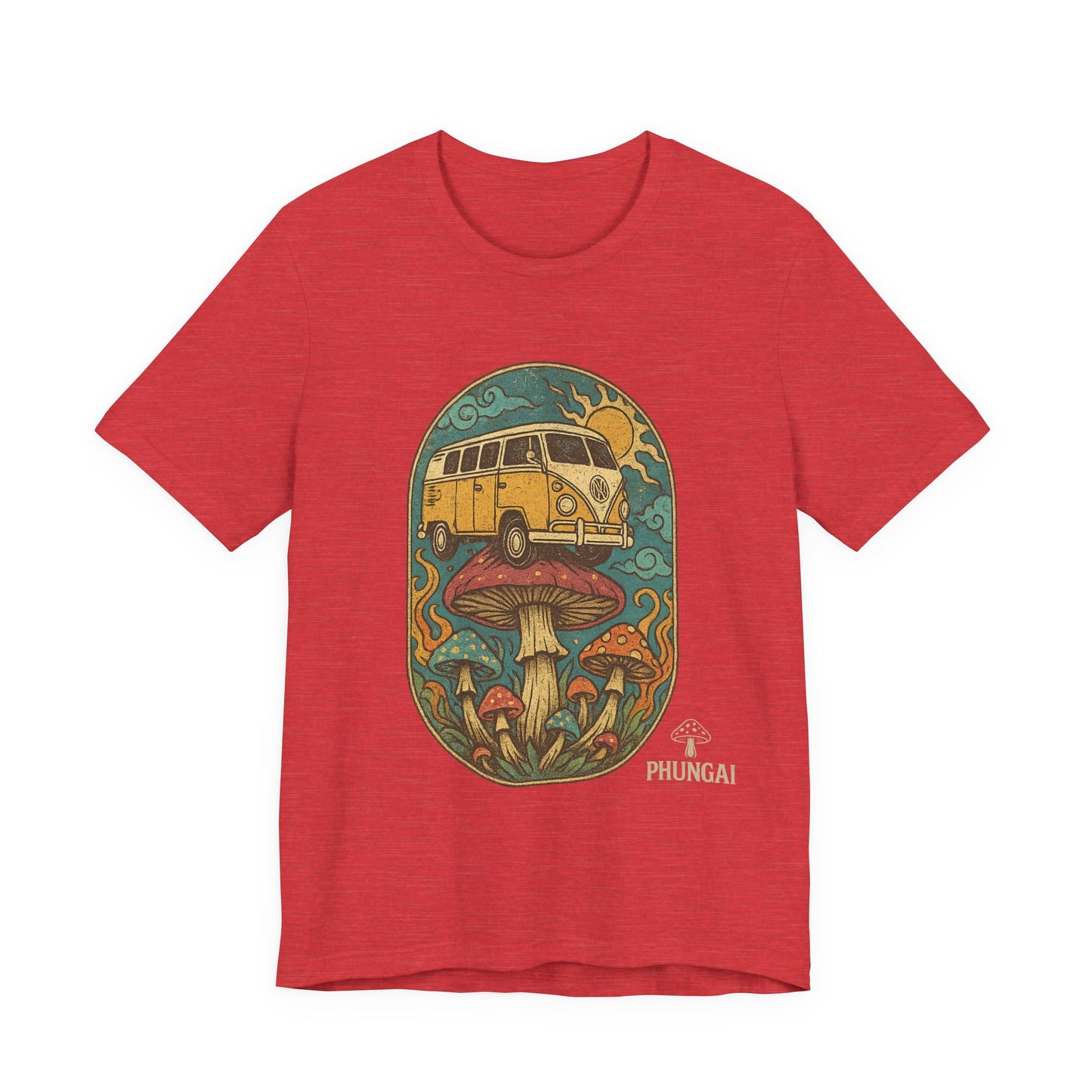 Vintage-Inspired Graphic Tee, Unisex Jersey Short Sleeve Tee, Boho Style T-Shirt, Nature Lover Gift, Psychedelic Art Shirt, Retro Van Design