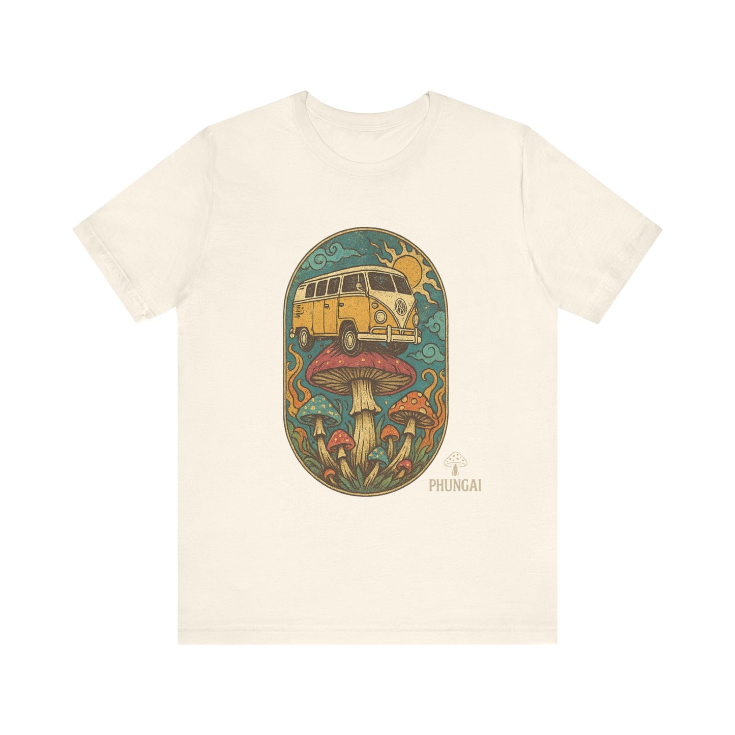 Vintage-Inspired Graphic Tee, Unisex Jersey Short Sleeve Tee, Boho Style T-Shirt, Nature Lover Gift, Psychedelic Art Shirt, Retro Van Design