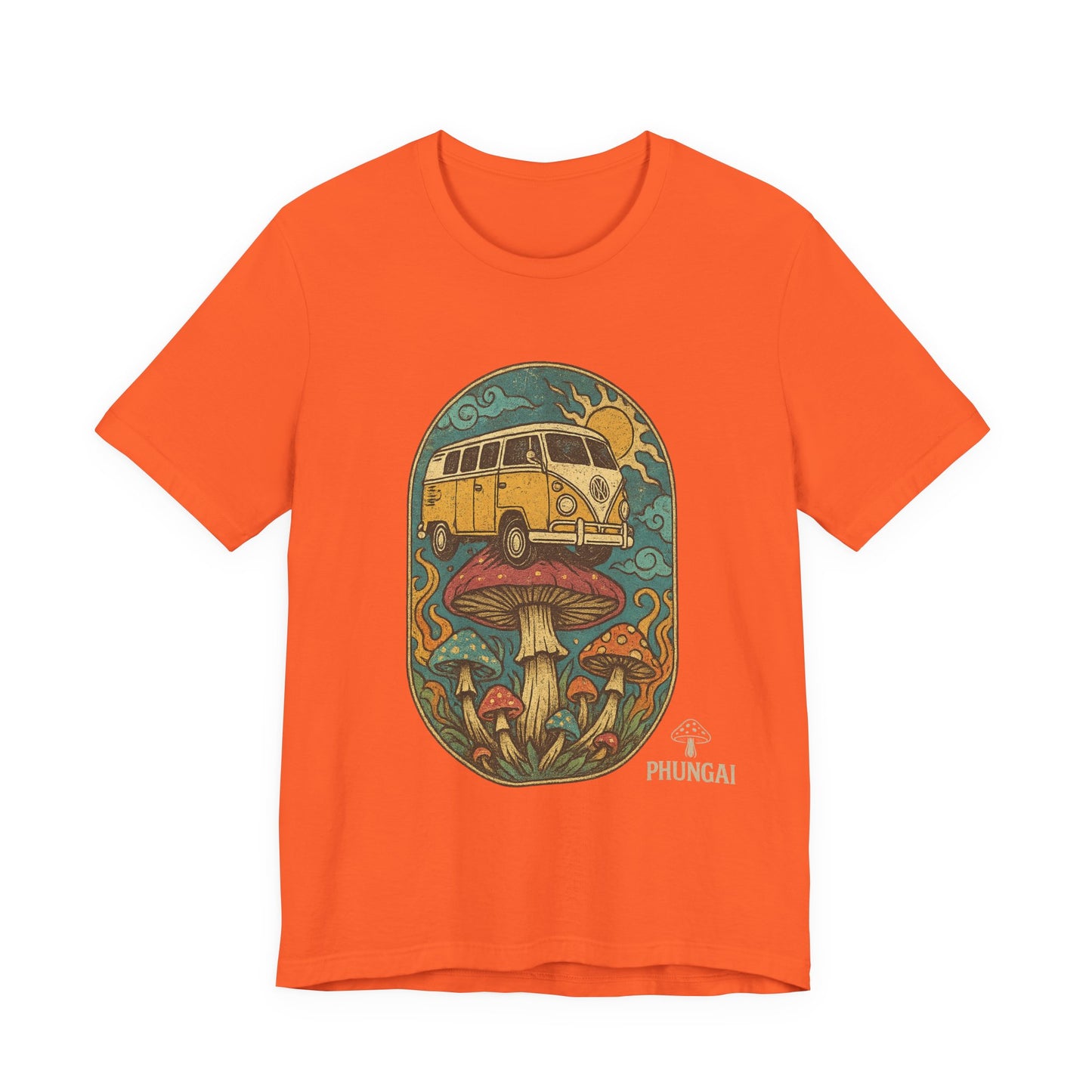 Vintage-Inspired Graphic Tee, Unisex Jersey Short Sleeve Tee, Boho Style T-Shirt, Nature Lover Gift, Psychedelic Art Shirt, Retro Van Design