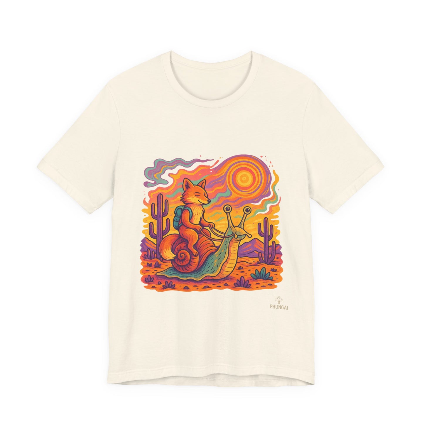 Colorful Retro Snail Tee, Fun Cat Shirt, Unisex Summer T-Shirt, Quirky Gift for Animal Lovers, Boho Style Top, Ideal for Festivals