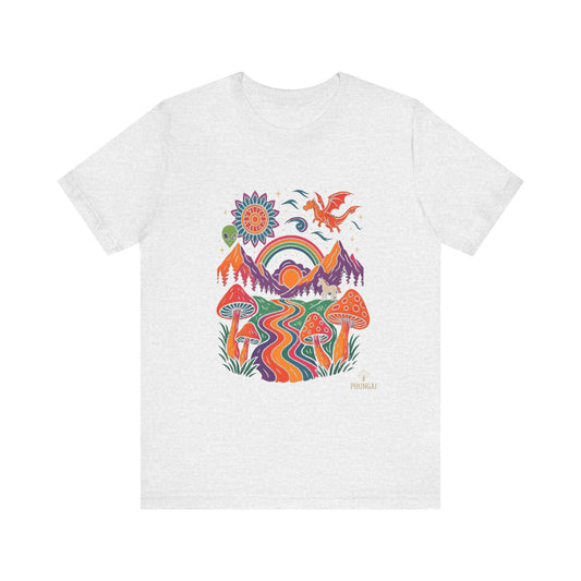 Bohemian Nature Tee - Colorful Landscape Art, Unisex T-Shirt, Gift for Nature Lovers, Casual Wear, Summer Festivals