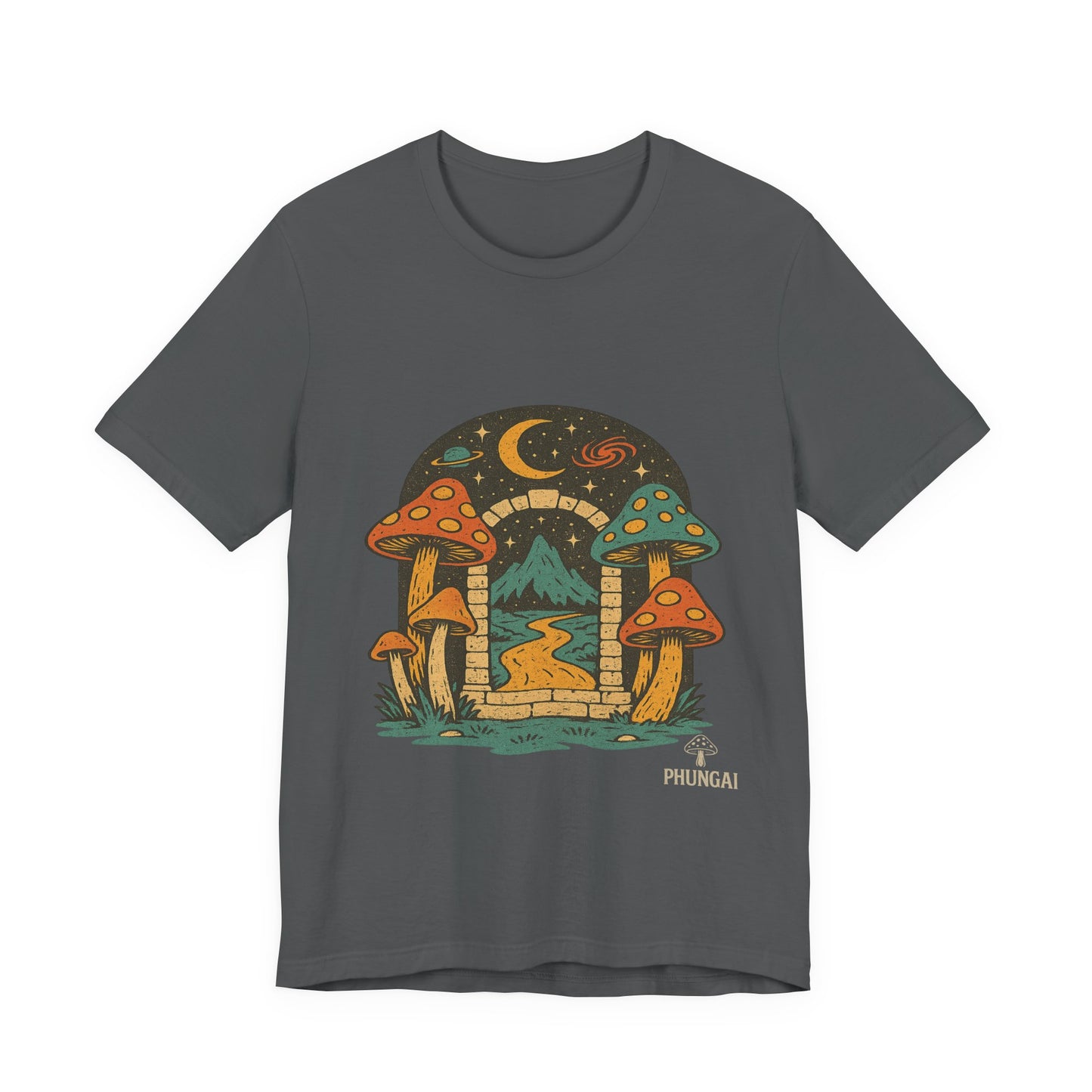 Magical Mushroom Landscape Tee | Unisex Graphic T-Shirt for Nature Lovers, Gifts for Bohemian Style, Festival Wear, Cute Summer Top