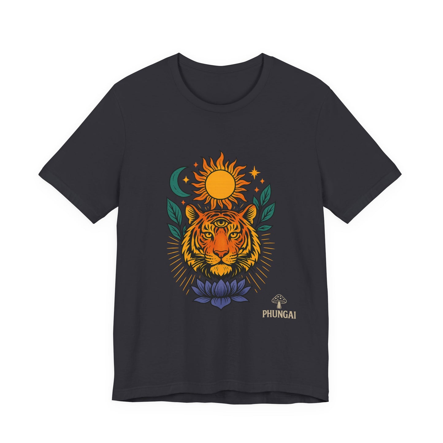 Tiger Sun & Moon Tee, Unisex Graphic Shirt, Zodiac Tee, Nature Lover Gift, Festival Apparel, Boho Style T-Shirt