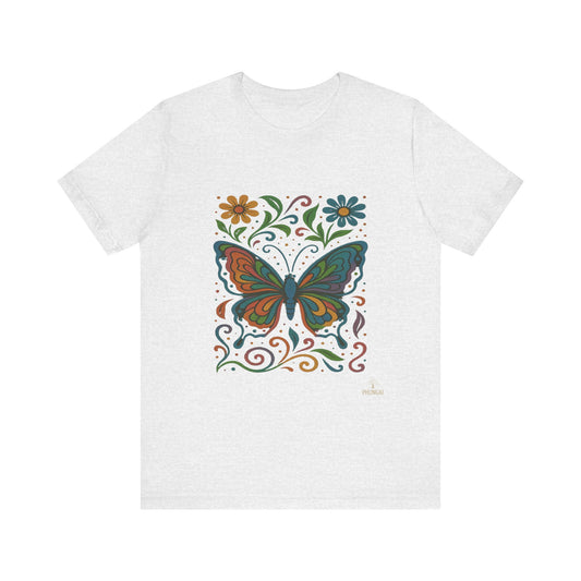Butterfly Floral Unisex Tee: Vibrant Nature-Inspired T-Shirt for Nature Lovers, Gift for Birthdays, Mother's Day, Eco-Friendly Apparel