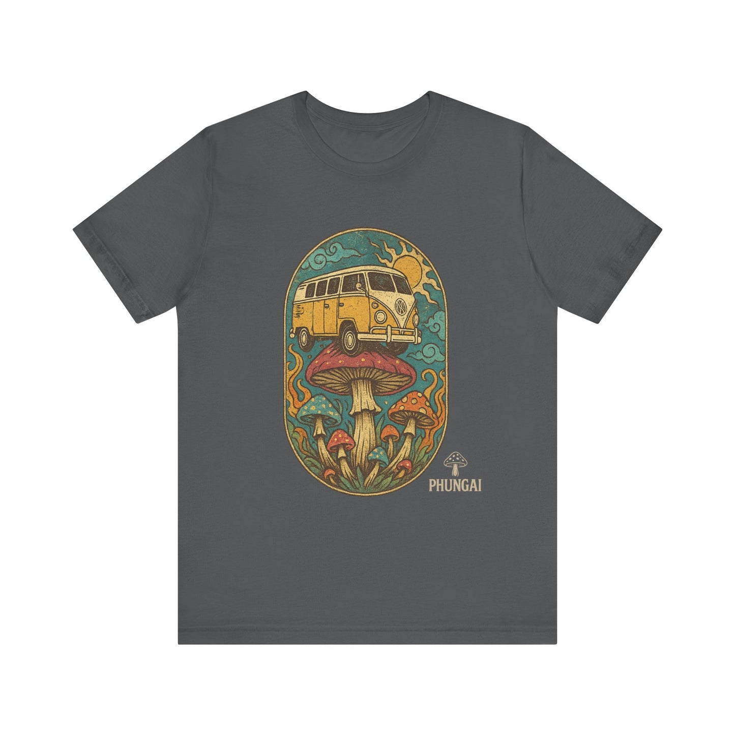 Vintage-Inspired Graphic Tee, Unisex Jersey Short Sleeve Tee, Boho Style T-Shirt, Nature Lover Gift, Psychedelic Art Shirt, Retro Van Design