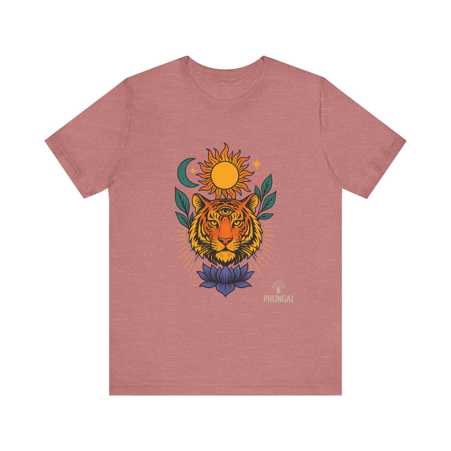 Tiger Sun & Moon Tee, Unisex Graphic Shirt, Zodiac Tee, Nature Lover Gift, Festival Apparel, Boho Style T-Shirt
