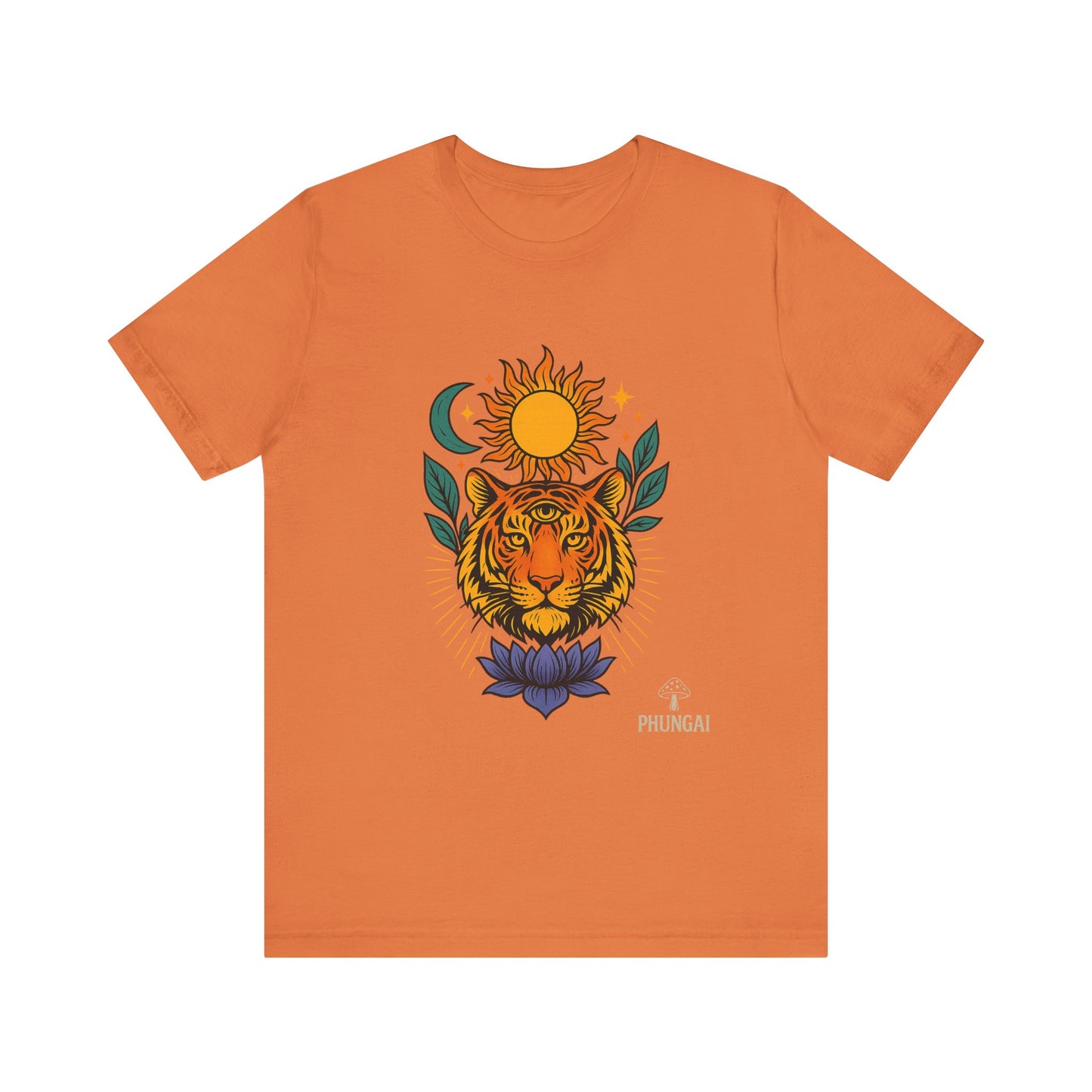 Tiger Sun & Moon Tee, Unisex Graphic Shirt, Zodiac Tee, Nature Lover Gift, Festival Apparel, Boho Style T-Shirt
