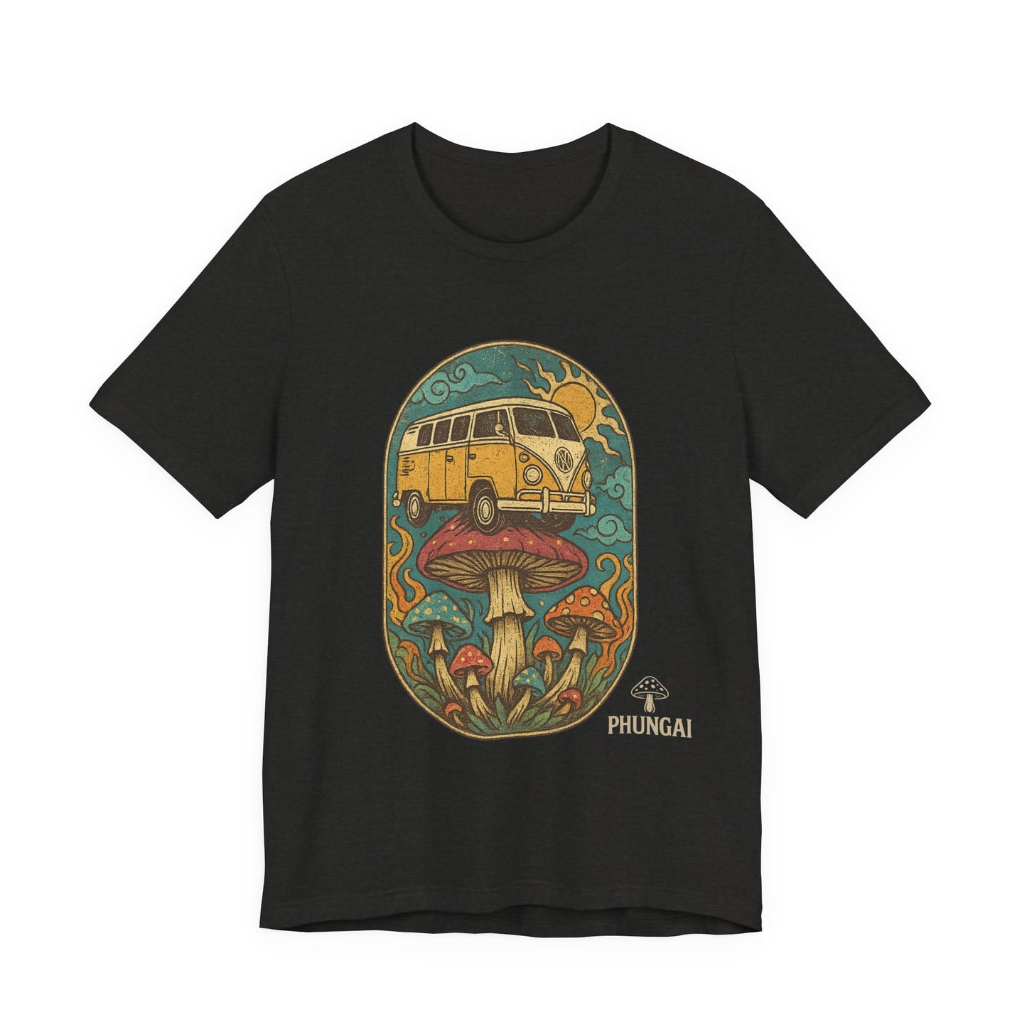 Vintage-Inspired Graphic Tee, Unisex Jersey Short Sleeve Tee, Boho Style T-Shirt, Nature Lover Gift, Psychedelic Art Shirt, Retro Van Design