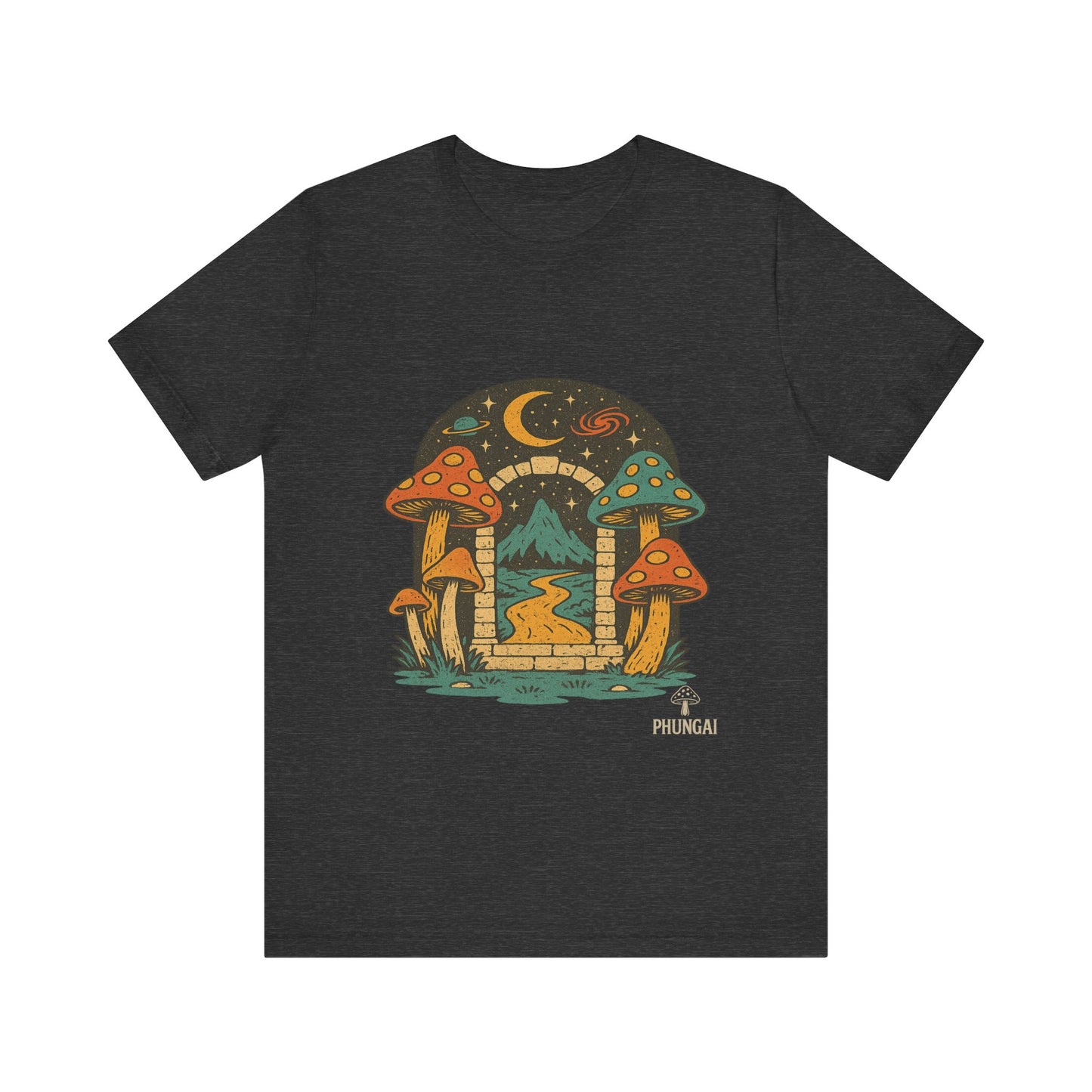 Magical Mushroom Landscape Tee | Unisex Graphic T-Shirt for Nature Lovers, Gifts for Bohemian Style, Festival Wear, Cute Summer Top