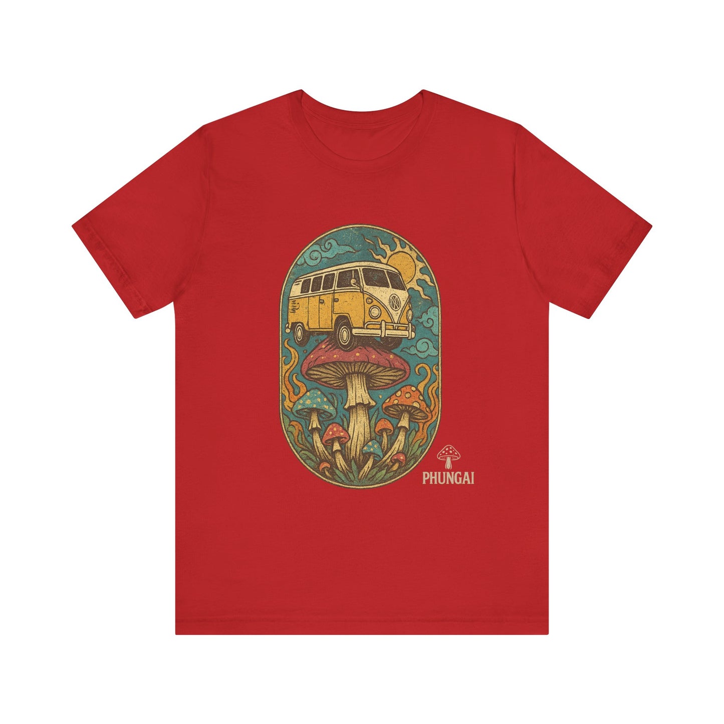 Vintage-Inspired Graphic Tee, Unisex Jersey Short Sleeve Tee, Boho Style T-Shirt, Nature Lover Gift, Psychedelic Art Shirt, Retro Van Design