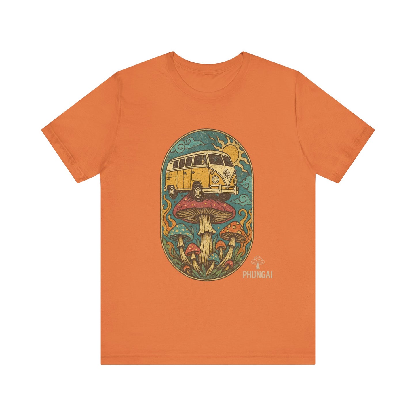 Vintage-Inspired Graphic Tee, Unisex Jersey Short Sleeve Tee, Boho Style T-Shirt, Nature Lover Gift, Psychedelic Art Shirt, Retro Van Design