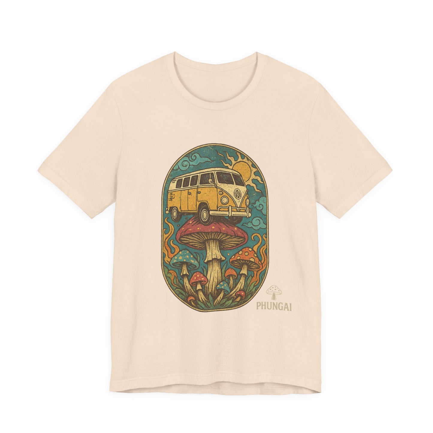 Vintage-Inspired Graphic Tee, Unisex Jersey Short Sleeve Tee, Boho Style T-Shirt, Nature Lover Gift, Psychedelic Art Shirt, Retro Van Design