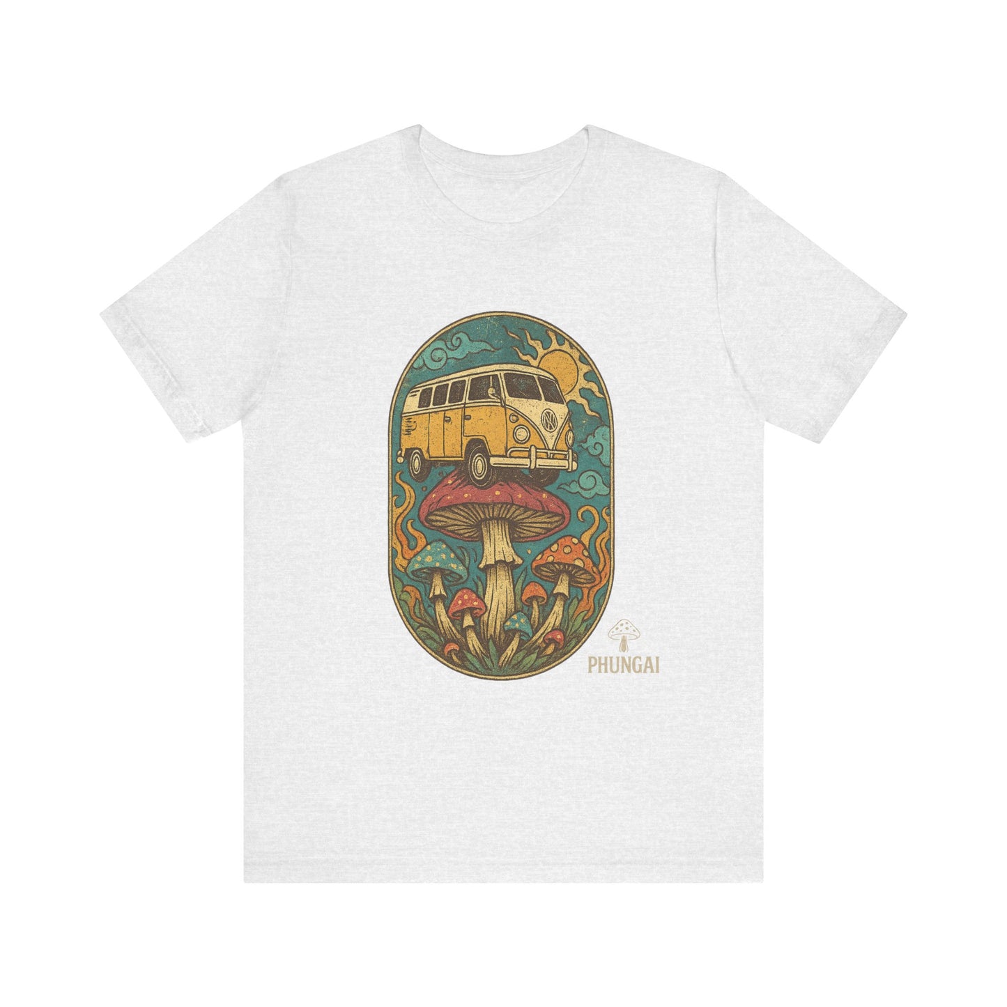 Vintage-Inspired Graphic Tee, Unisex Jersey Short Sleeve Tee, Boho Style T-Shirt, Nature Lover Gift, Psychedelic Art Shirt, Retro Van Design