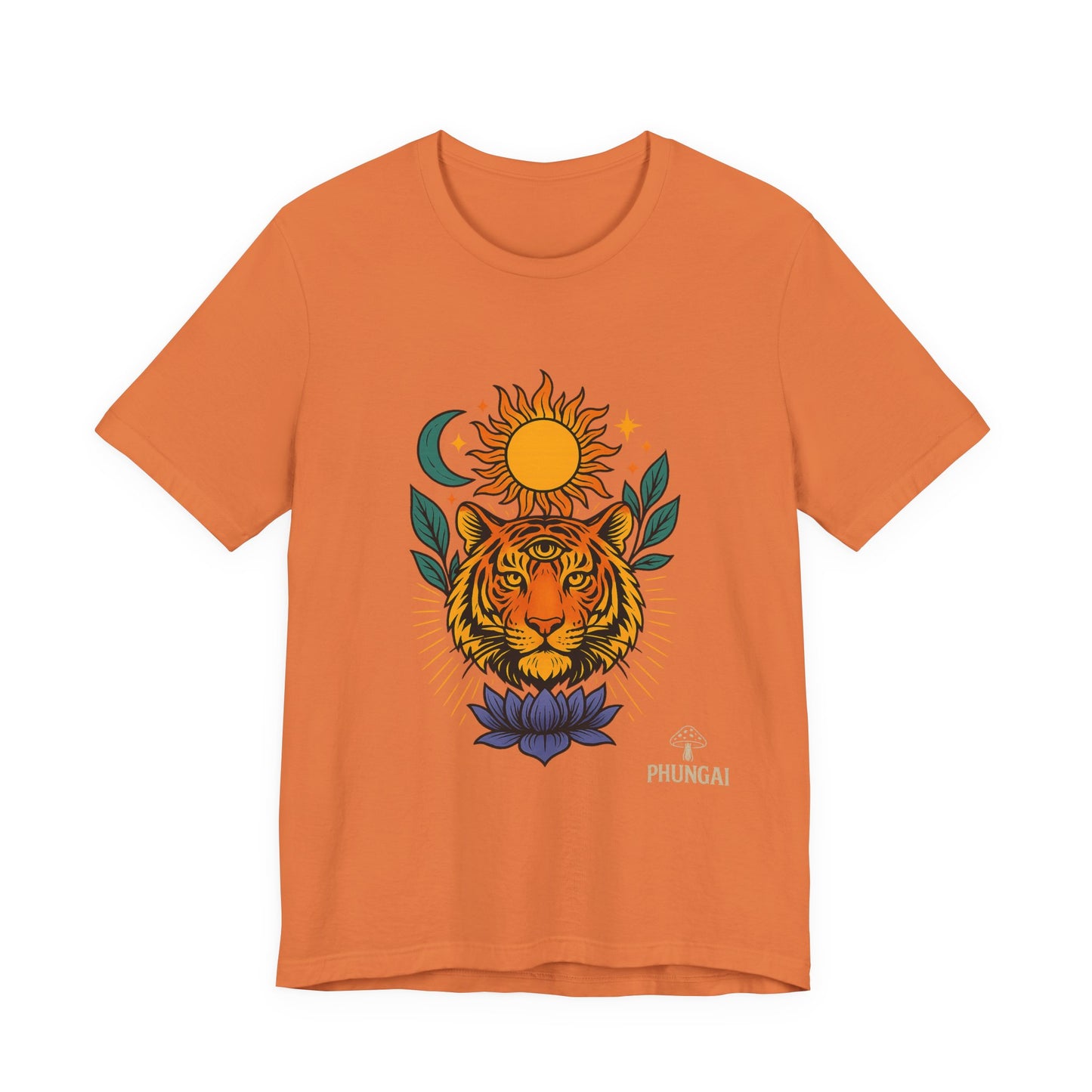 Tiger Sun & Moon Tee, Unisex Graphic Shirt, Zodiac Tee, Nature Lover Gift, Festival Apparel, Boho Style T-Shirt