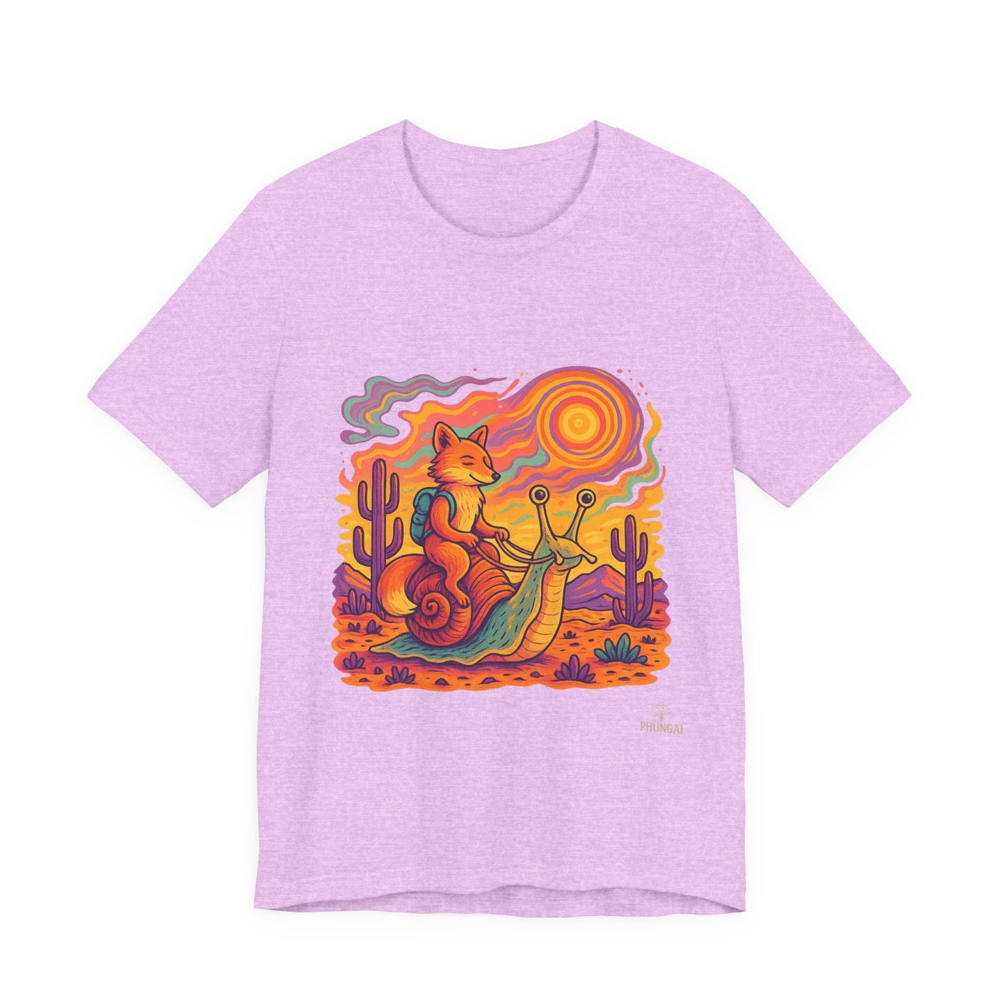 Colorful Retro Snail Tee, Fun Cat Shirt, Unisex Summer T-Shirt, Quirky Gift for Animal Lovers, Boho Style Top, Ideal for Festivals