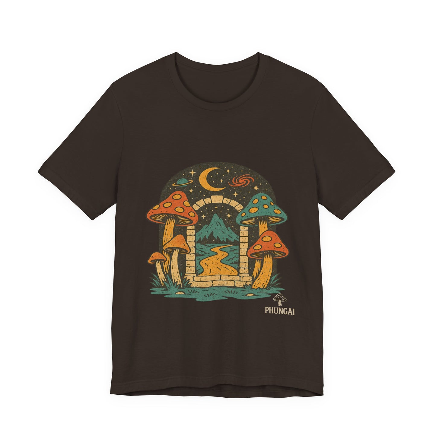 Magical Mushroom Landscape Tee | Unisex Graphic T-Shirt for Nature Lovers, Gifts for Bohemian Style, Festival Wear, Cute Summer Top
