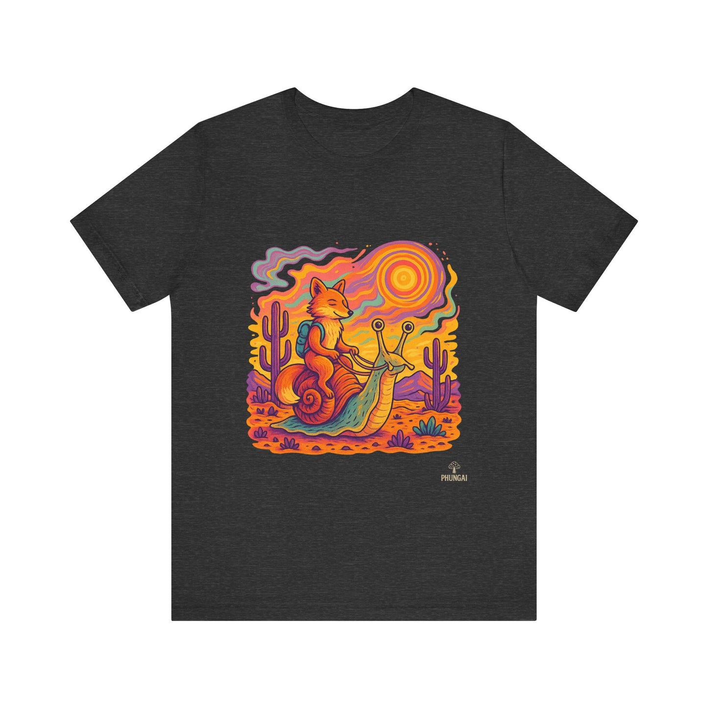 Colorful Retro Snail Tee, Fun Cat Shirt, Unisex Summer T-Shirt, Quirky Gift for Animal Lovers, Boho Style Top, Ideal for Festivals