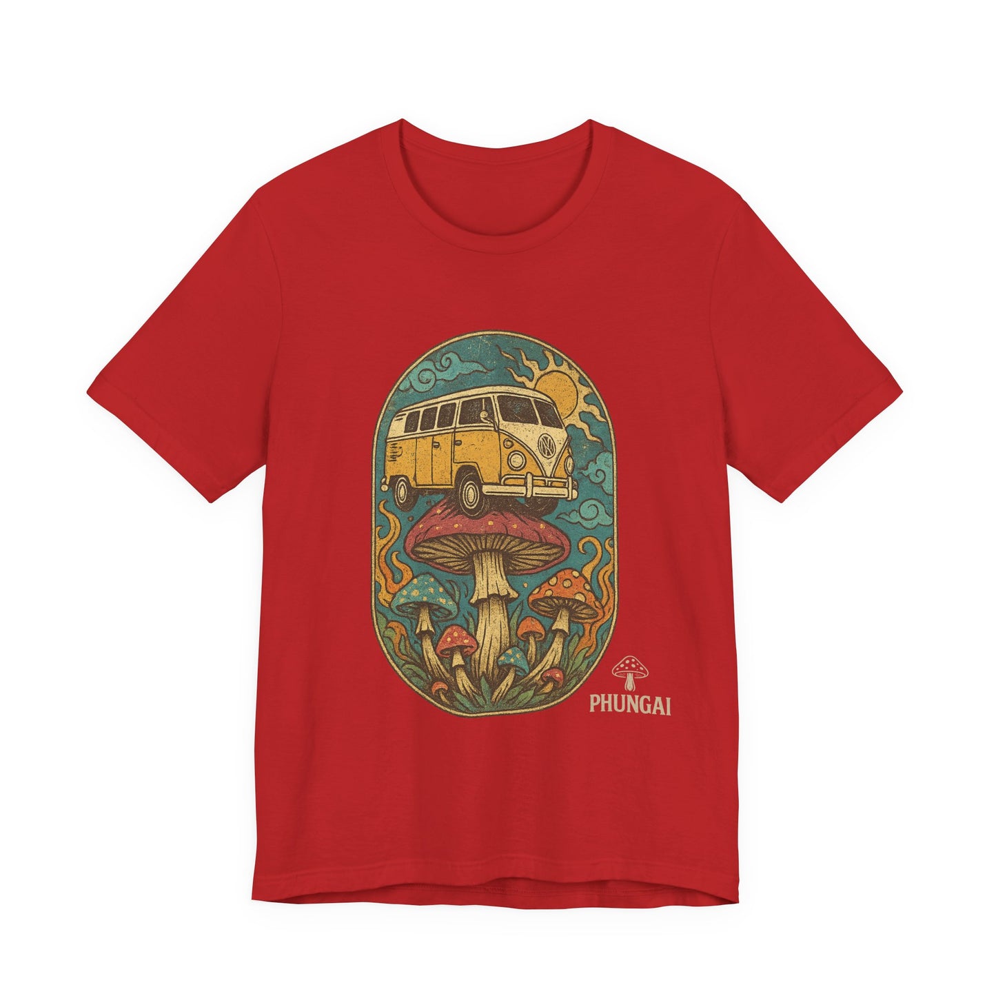 Vintage-Inspired Graphic Tee, Unisex Jersey Short Sleeve Tee, Boho Style T-Shirt, Nature Lover Gift, Psychedelic Art Shirt, Retro Van Design