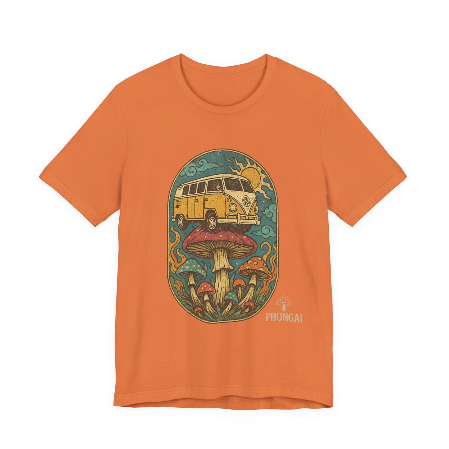 Vintage-Inspired Graphic Tee, Unisex Jersey Short Sleeve Tee, Boho Style T-Shirt, Nature Lover Gift, Psychedelic Art Shirt, Retro Van Design